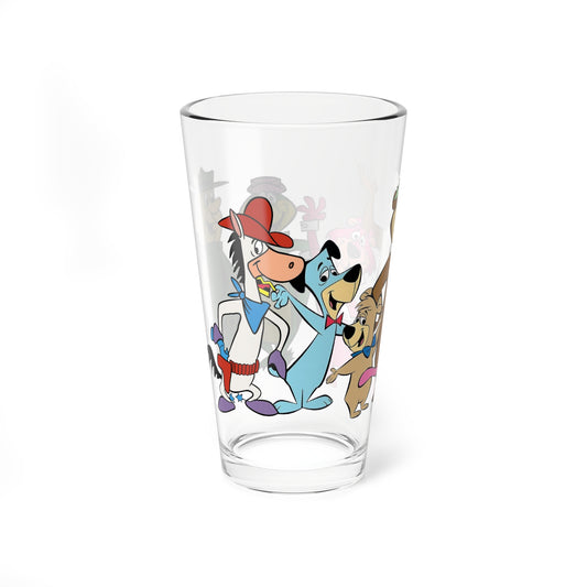 Yogi's Gang Pint Glass, 16oz - Wally Gator, Huckleberry Hound, Quick Draw McGraw, Snagglepuss - Hanna-Barbera Cartoon