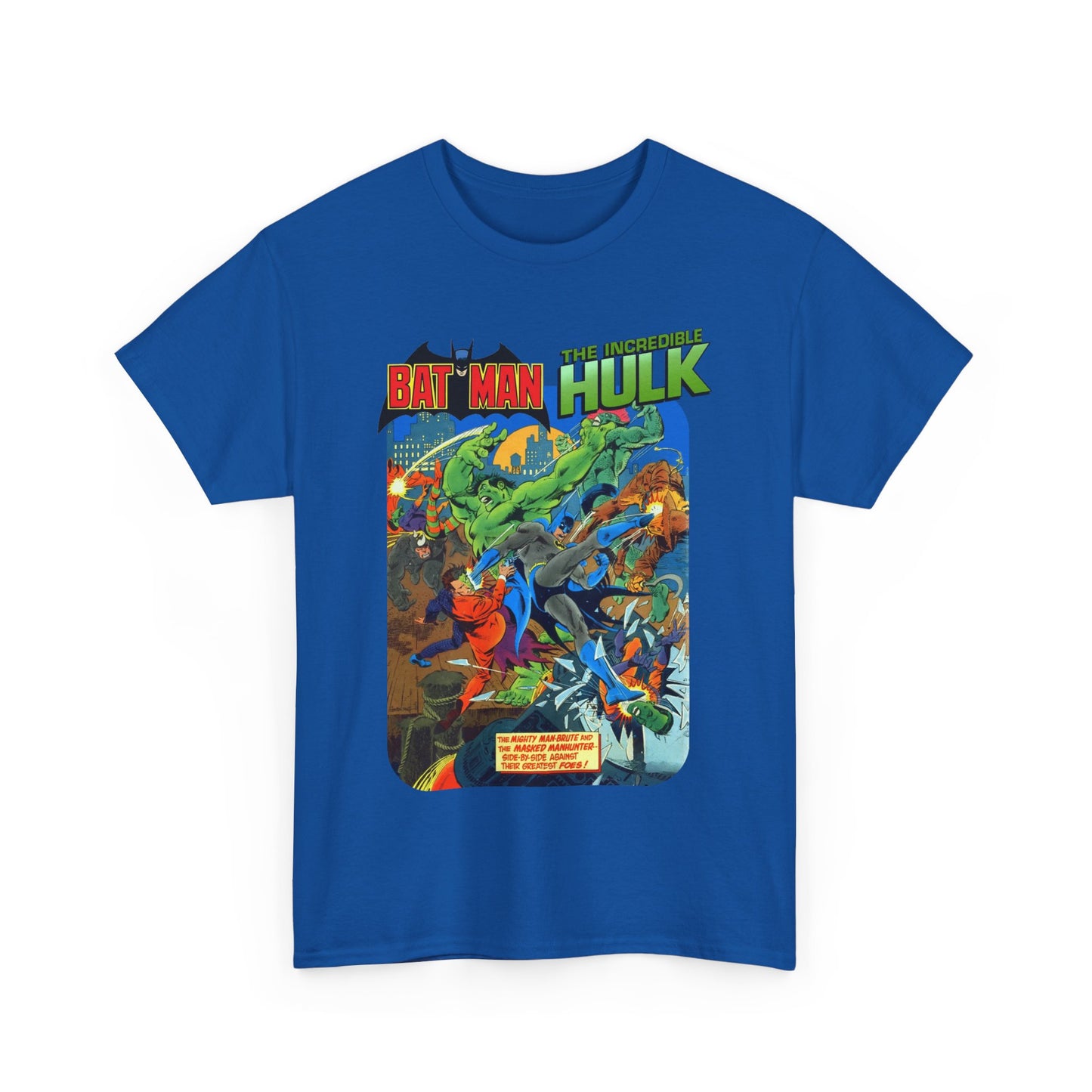 Batman & Incredible Hulk T-Shirt - DC/Marvel Comics 1970s Team-Up - Two-Face & Leader - Retro Art