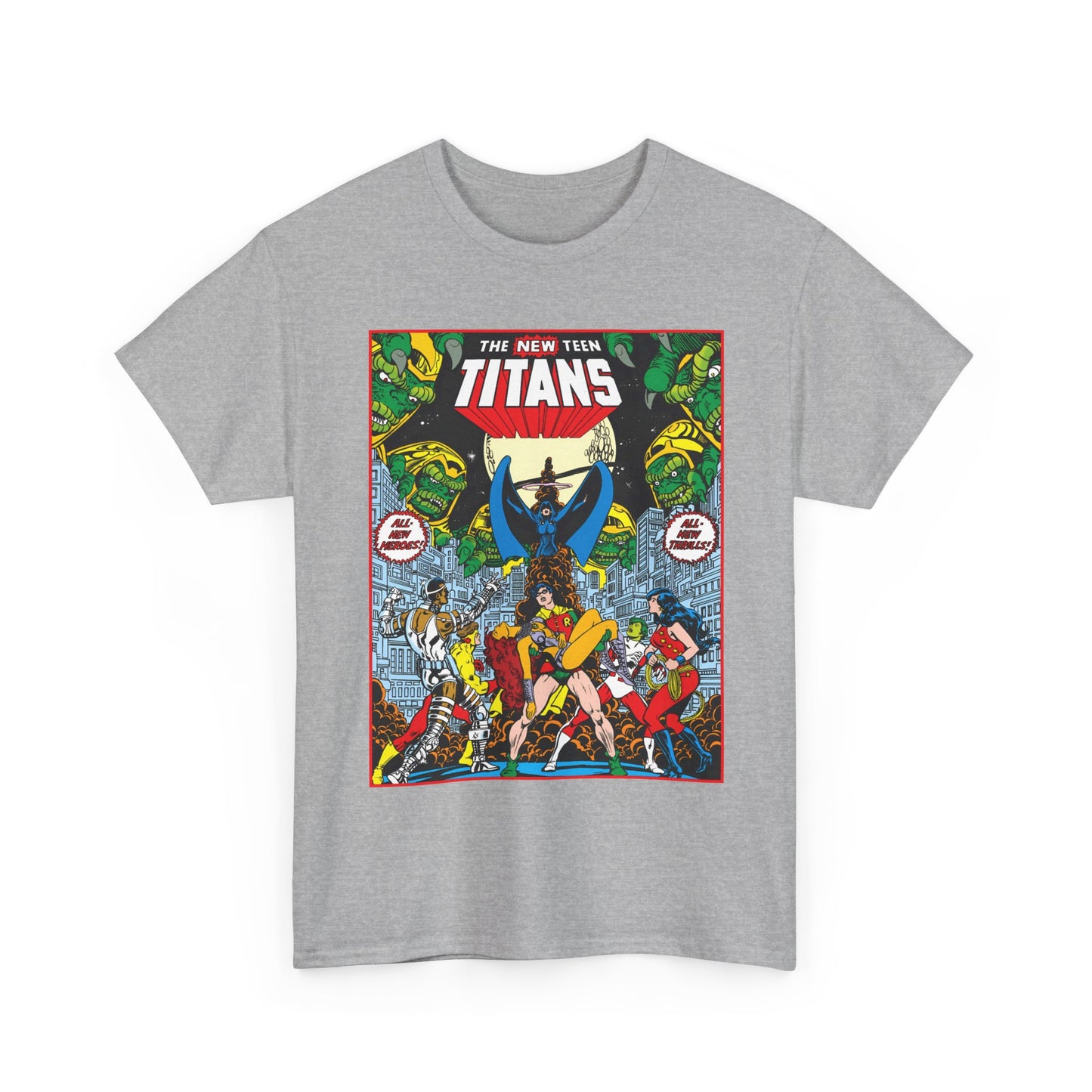 New Teen Titans T-Shirt - George Perez Art - #1 Splash Page - Robin, Starfire, Wonder Girl, Cyborg, Raven, Changeling, Kid Flash - DC Comics