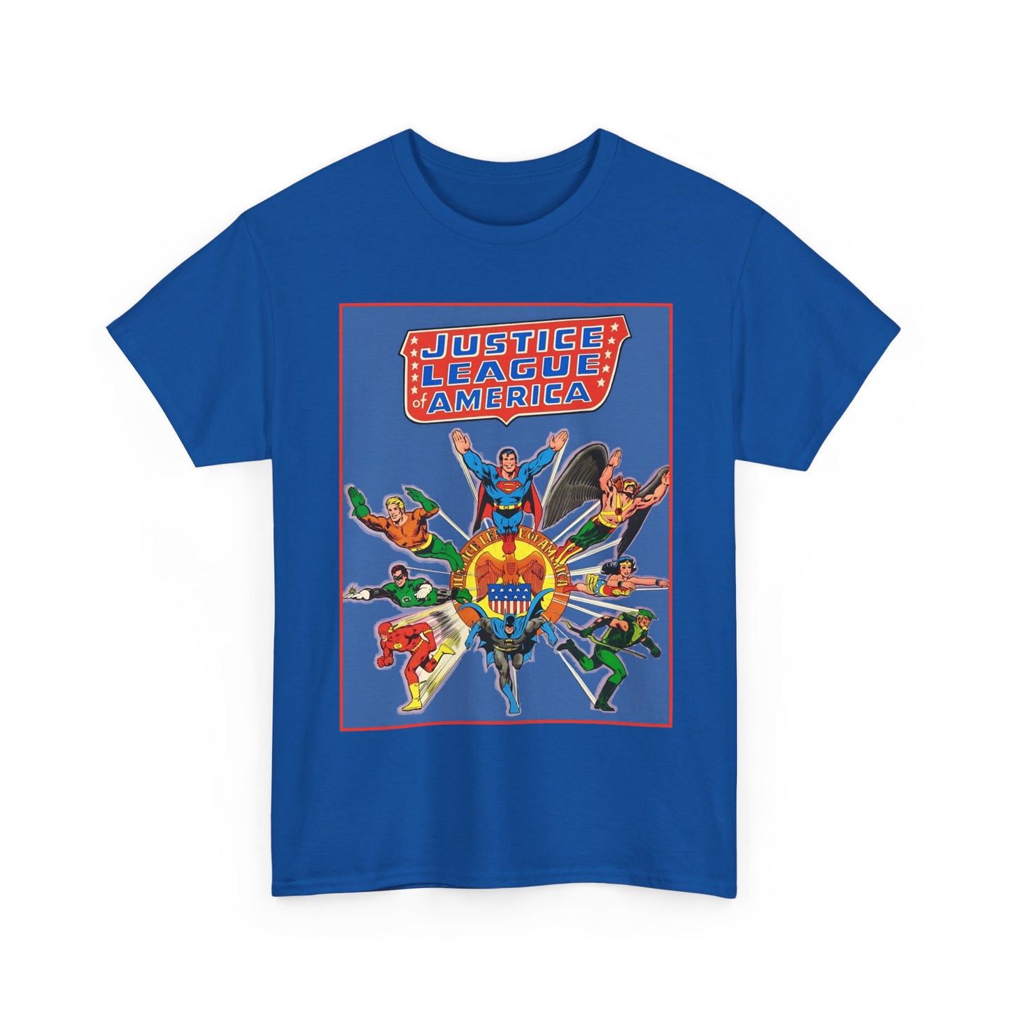 Justice League Treasury Edition T-Shirt - Superman, Wonder Woman, Flash, Hawkman, Batman, Green Arrow, Green Lantern - DC Comics