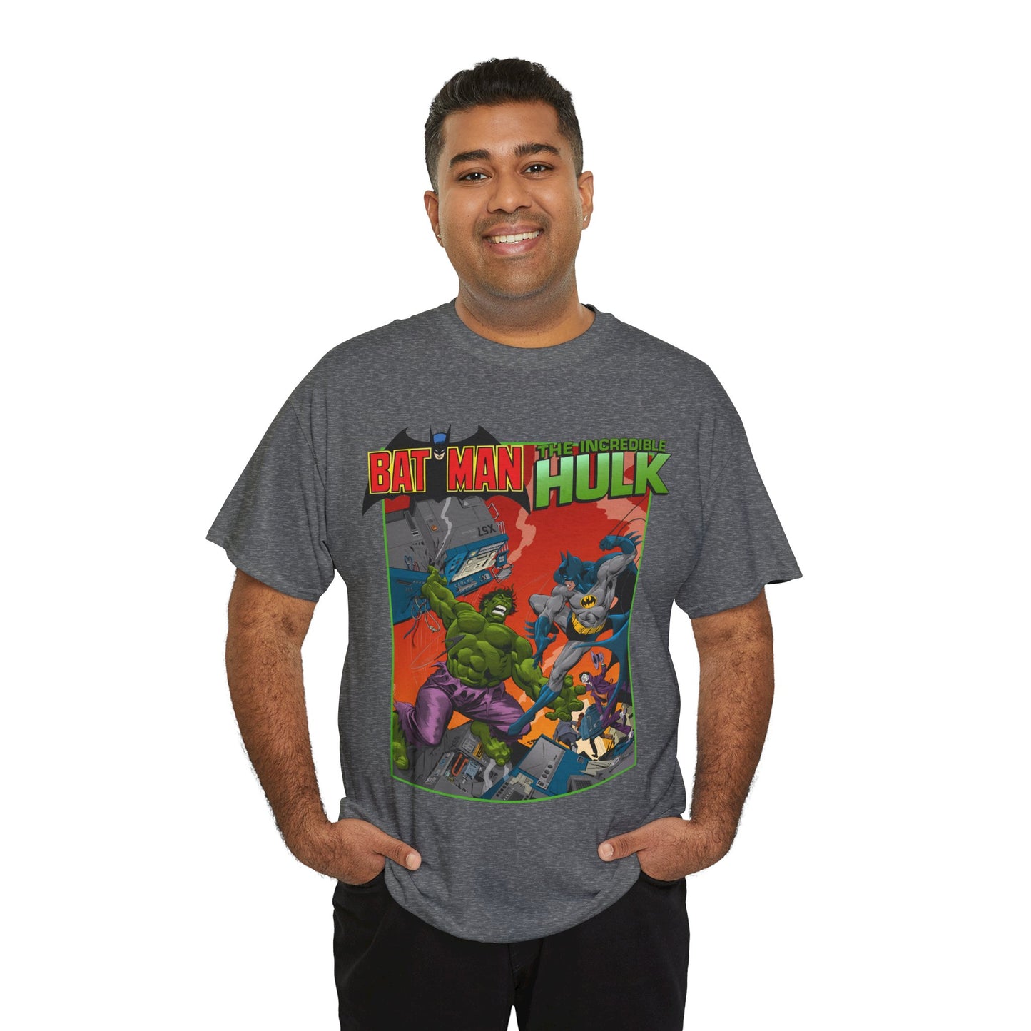 Batman Vs Incredible Hulk T-Shirt - DC Comics & Marvel - Joker - 1970s Team-Up