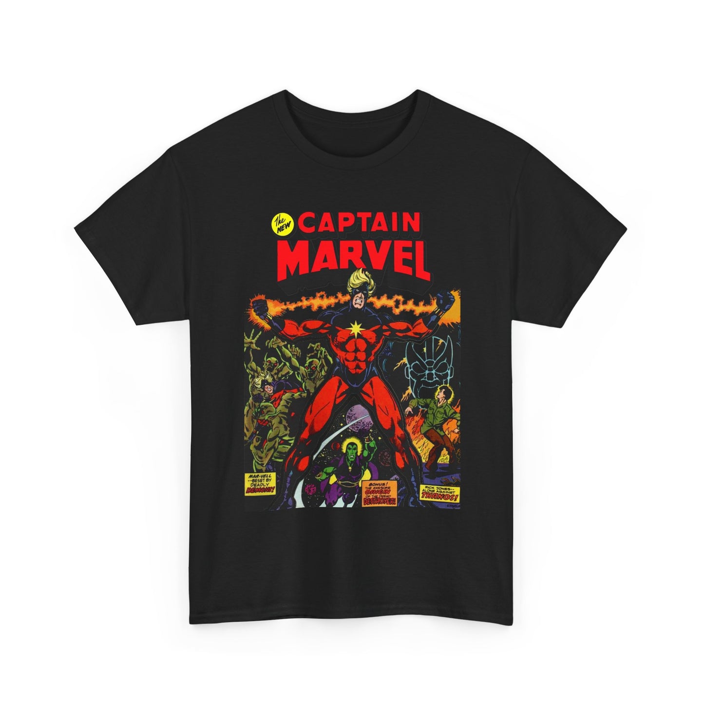 Captain Marvel T-Shirt - Jim Starlin Art - Thanos - Drax the Destroyer - Issue #32 Cover Art