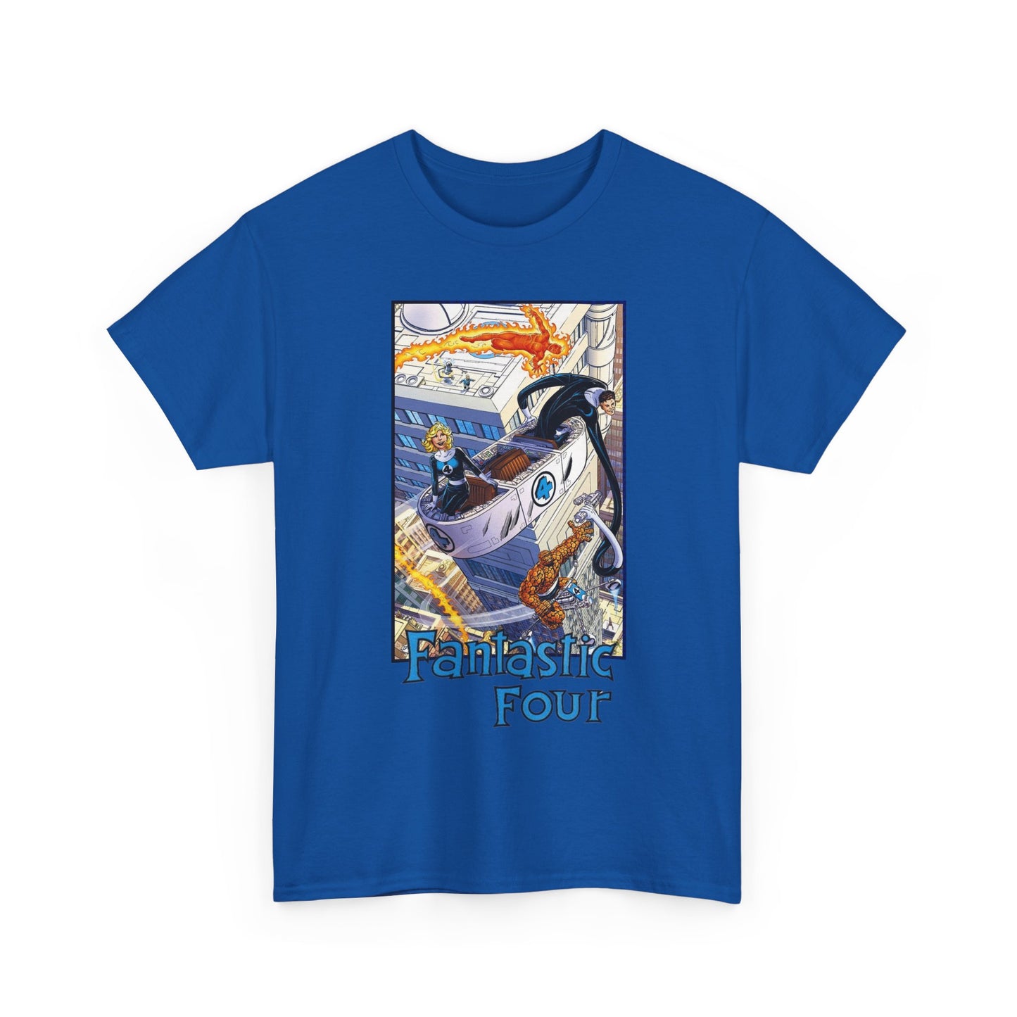 Fantastic Four T-Shirt - John Byrne Art - Invisible Woman, Thing, Human Torch, Reed Richards - Fantasticar, Baxter Building - Marvel Comics