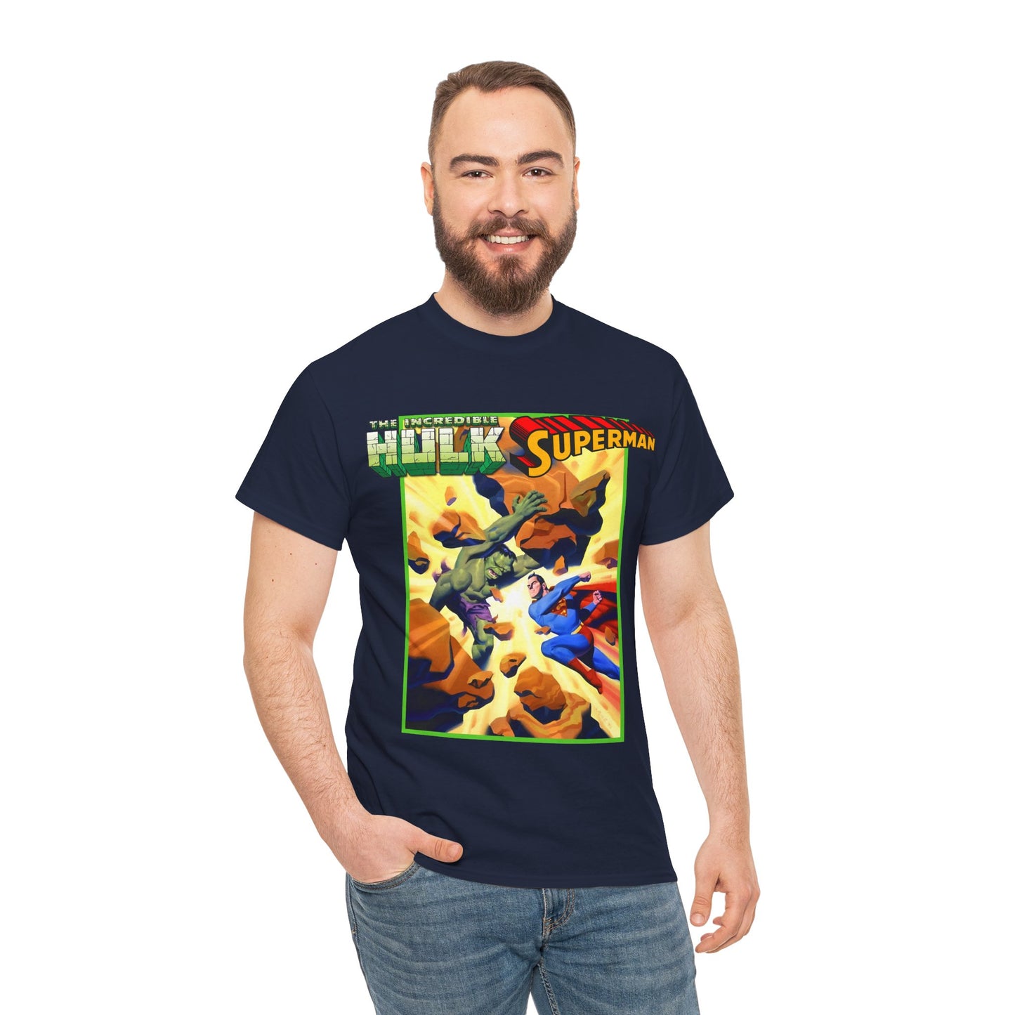 Incredible Hulk Vs Superman T-Shirt - Amazing Steve Rude Art - DC Comics & Marvel 90s Crossover - Bruce Banner, Clark Kent