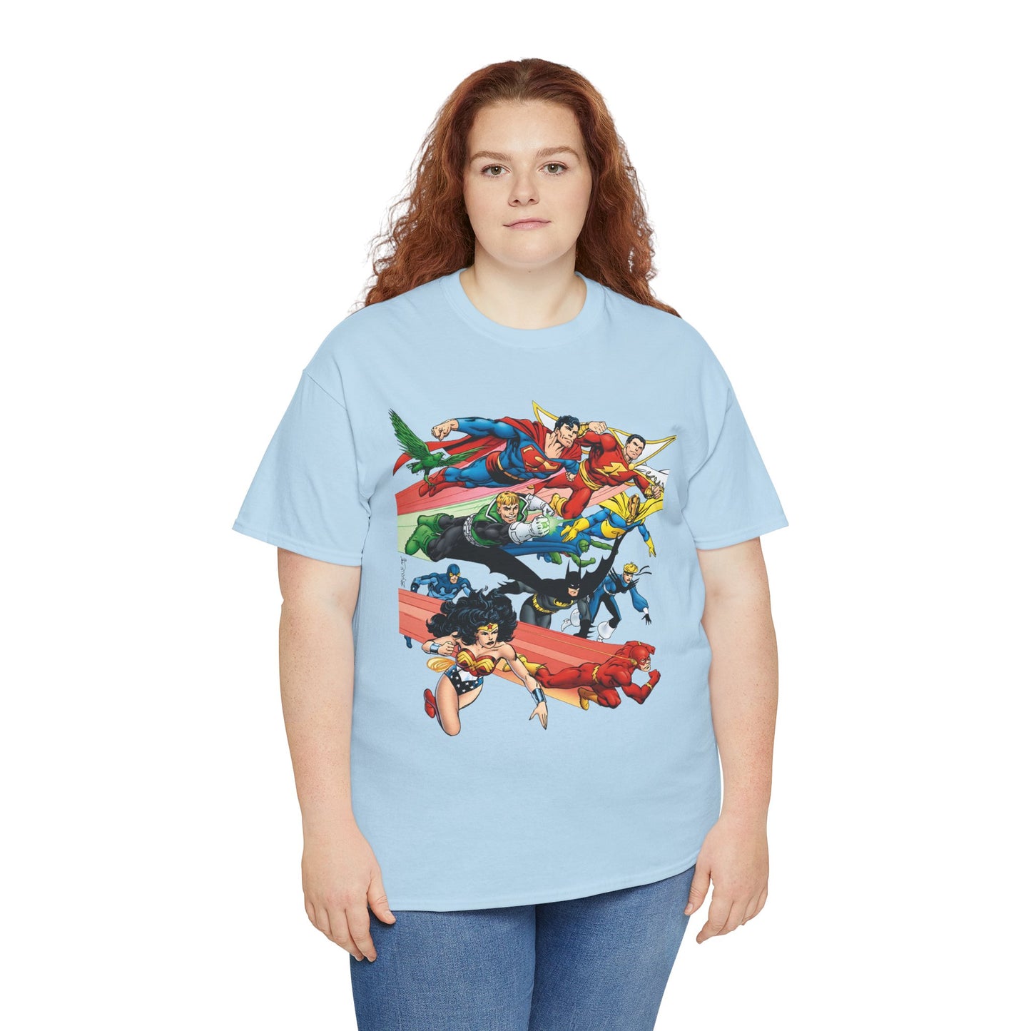 DC Legends T-Shirt - John Byrne Art - Superman, Dr Fate, Blue Beetle, Wonder Woman, Black Canary, Guy Gardner - DC Comics