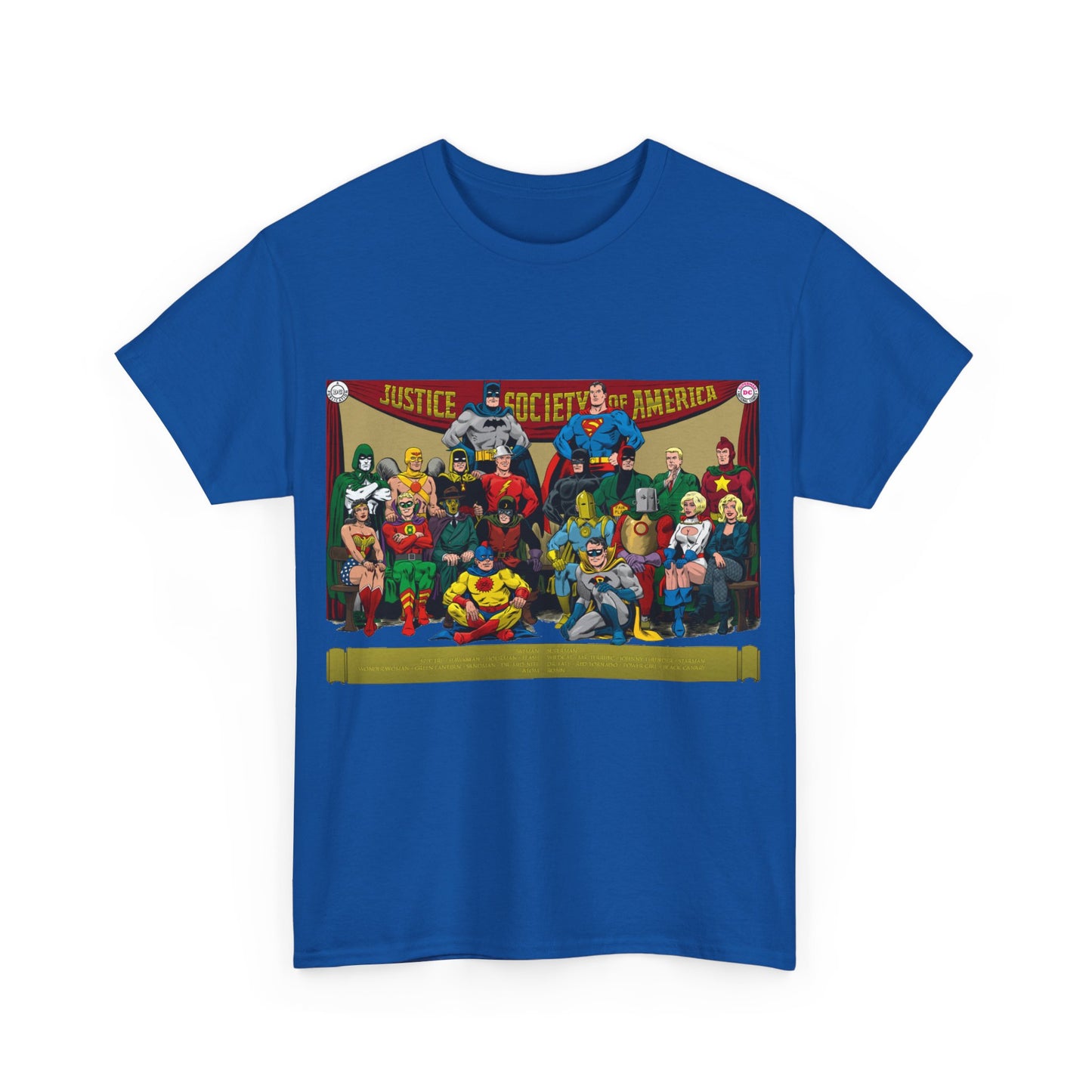 JSA T-Shirt - Sandman, Starman, Atom, Dr Fate, Mr Terrific, Flash, Green Lantern - DC Comics - Justice Society of America - Golden Age