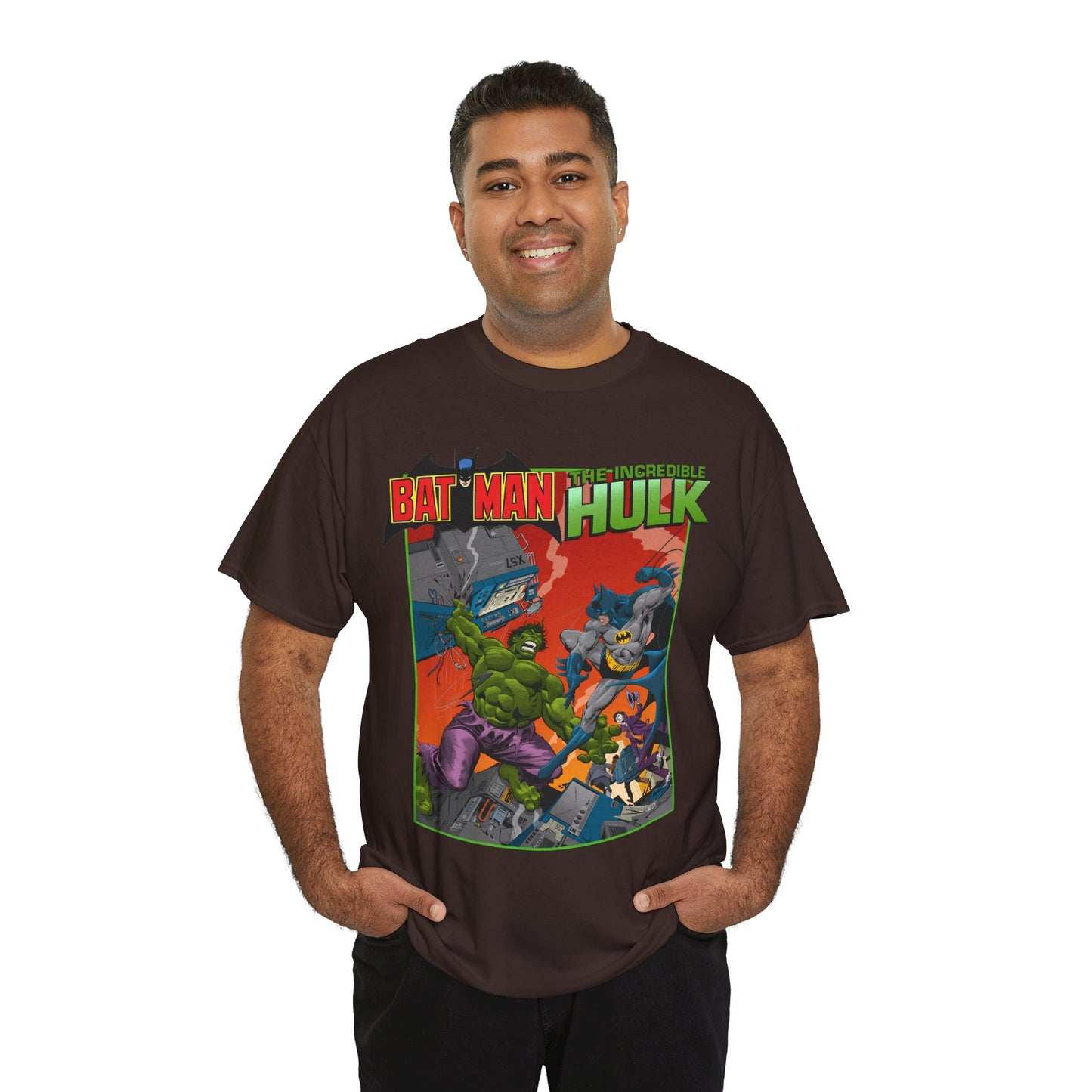 Batman Vs Incredible Hulk T-Shirt - DC Comics & Marvel - Joker - 1970s Team-Up