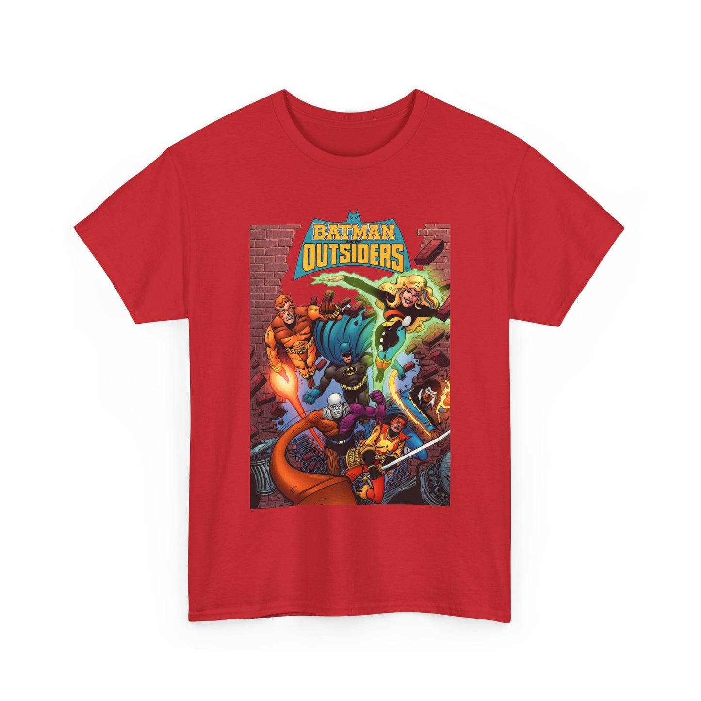 Batman & the Outsiders T-Shirt - Jim Aparo Art - Metamorpho, Katana, Halo, Black Lightning, Geo-Force - DC Comics