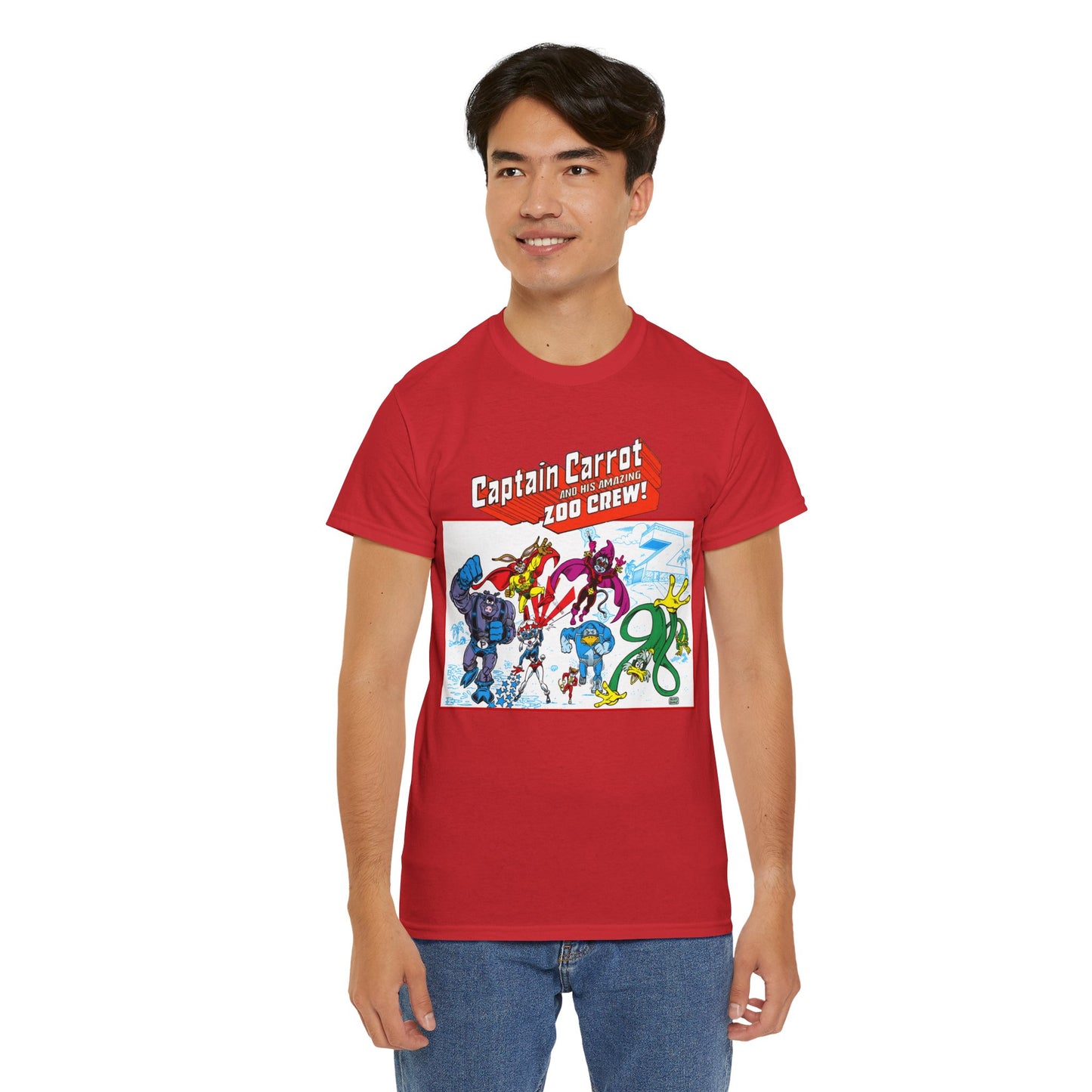 Captain Carrot & His Amazing Zoo Crew T-Shirt - DC Comics Series - Funny Animal Retro 1980s - Pig-Iron, Yankee Poodle, Rubberduck