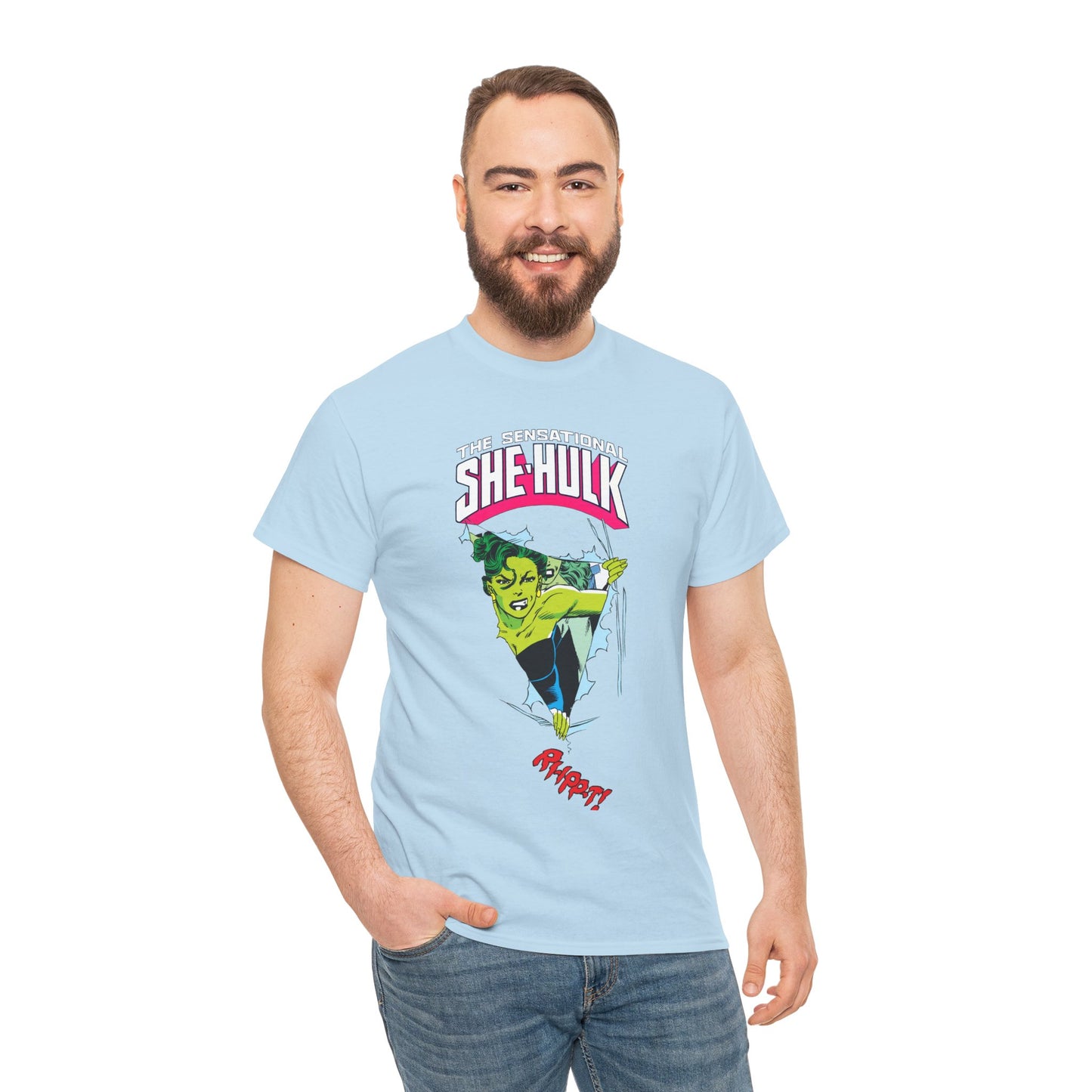 Sensational She-Hulk T-Shirt - John Byrne Art - Marvel Comics - Jennifer Walters - Ripping Through the Shirt - Fourth Wall