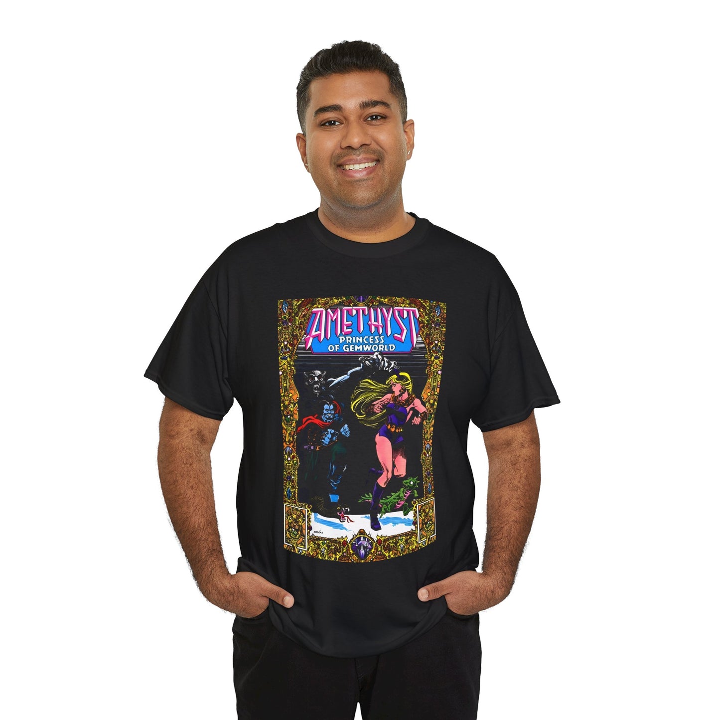 Amethyst Princess of Gemworld T-Shirt - Ernie Colon Art - Bejeweled Cover - Dark Opal - DC Comics