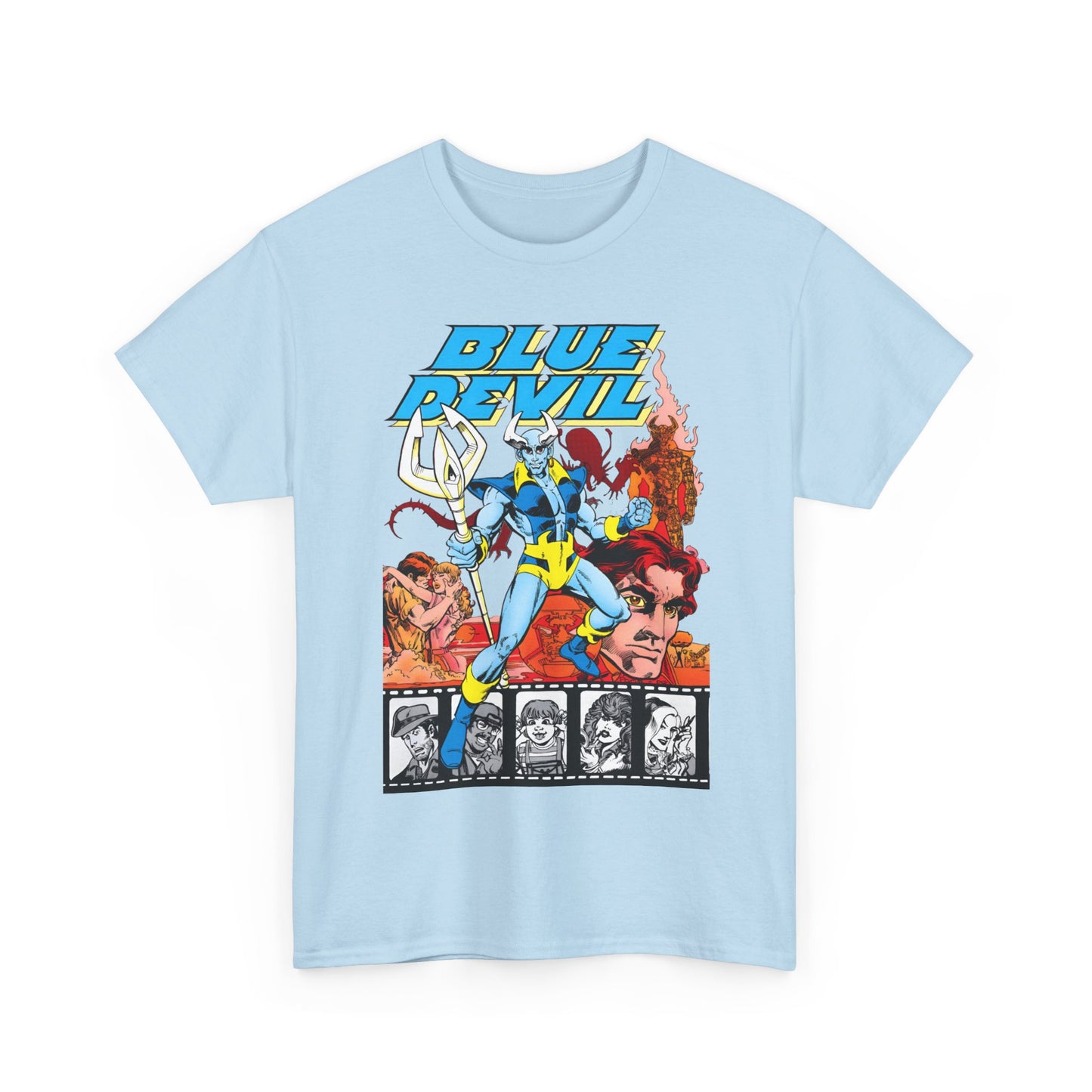 Blue Devil T-Shirt - Dan Mishkin, Gary Cohn, & Paris Cullins - Dan Cassidy, Hollywood Stuntman - 1980s DC Comics Series