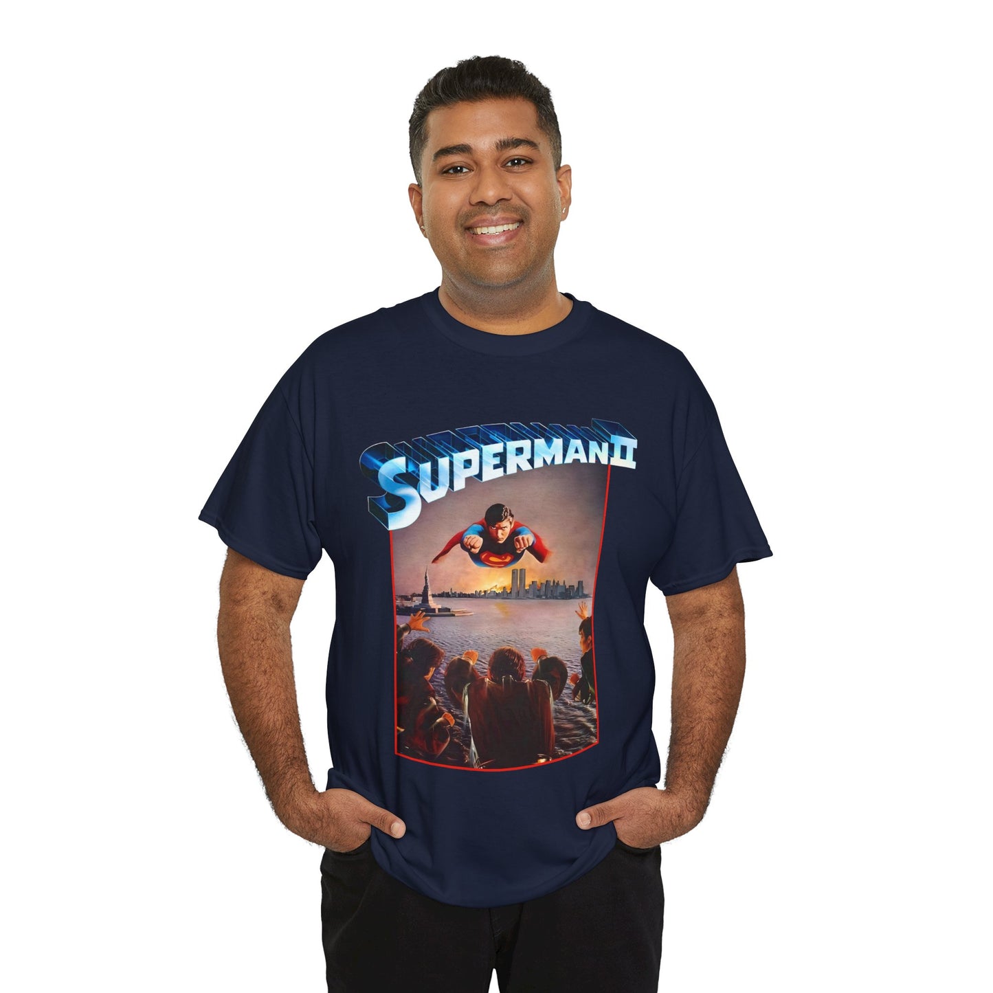 Superman II T-Shirt - Christopher Reeve, Terence Stamp, Sarah Douglas - Vs General Zod, Ursa, Non - Phantom Zone Villains - 1980 Movie Poster - DC Comics