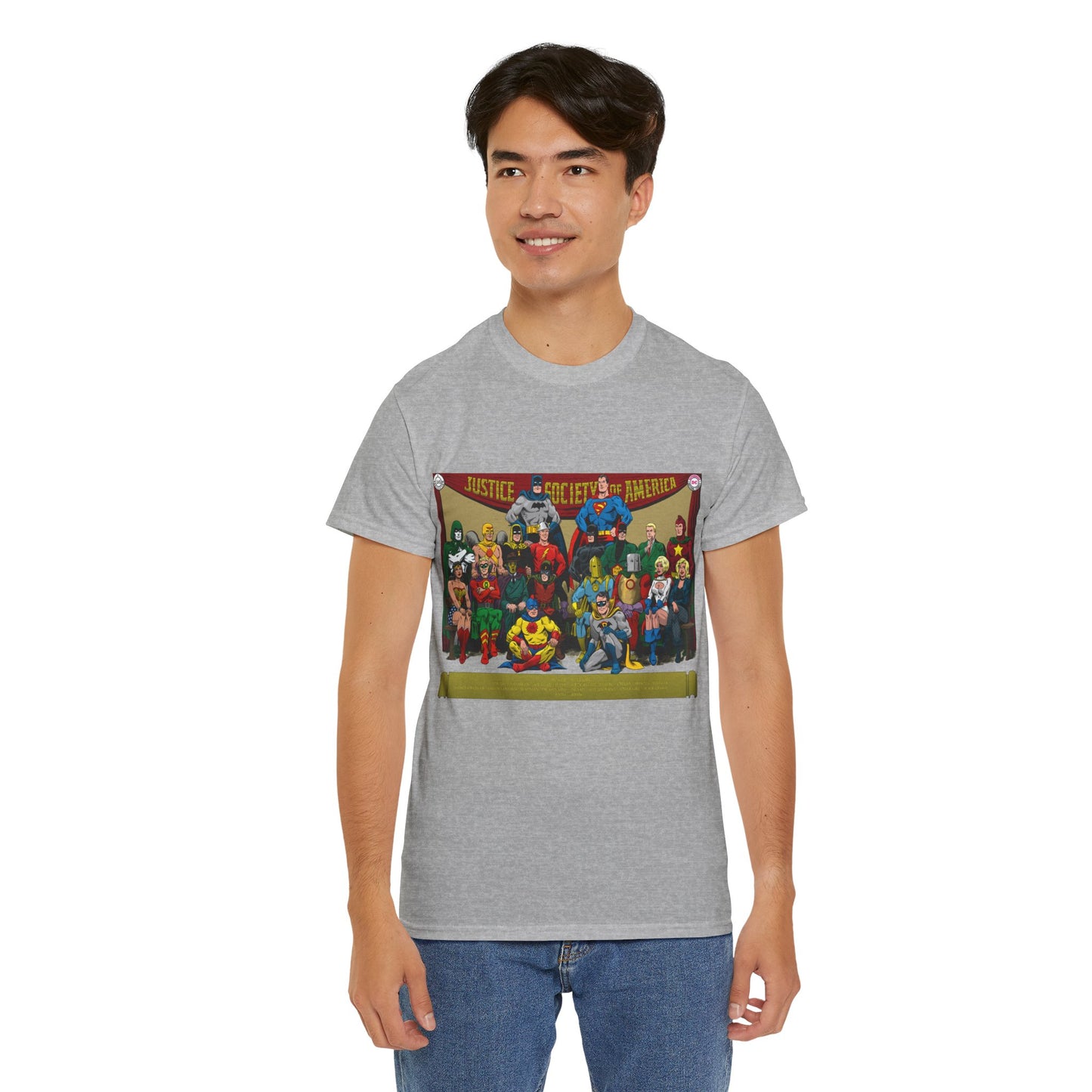 JSA T-Shirt - Sandman, Starman, Atom, Dr Fate, Mr Terrific, Flash, Green Lantern - DC Comics - Justice Society of America - Golden Age
