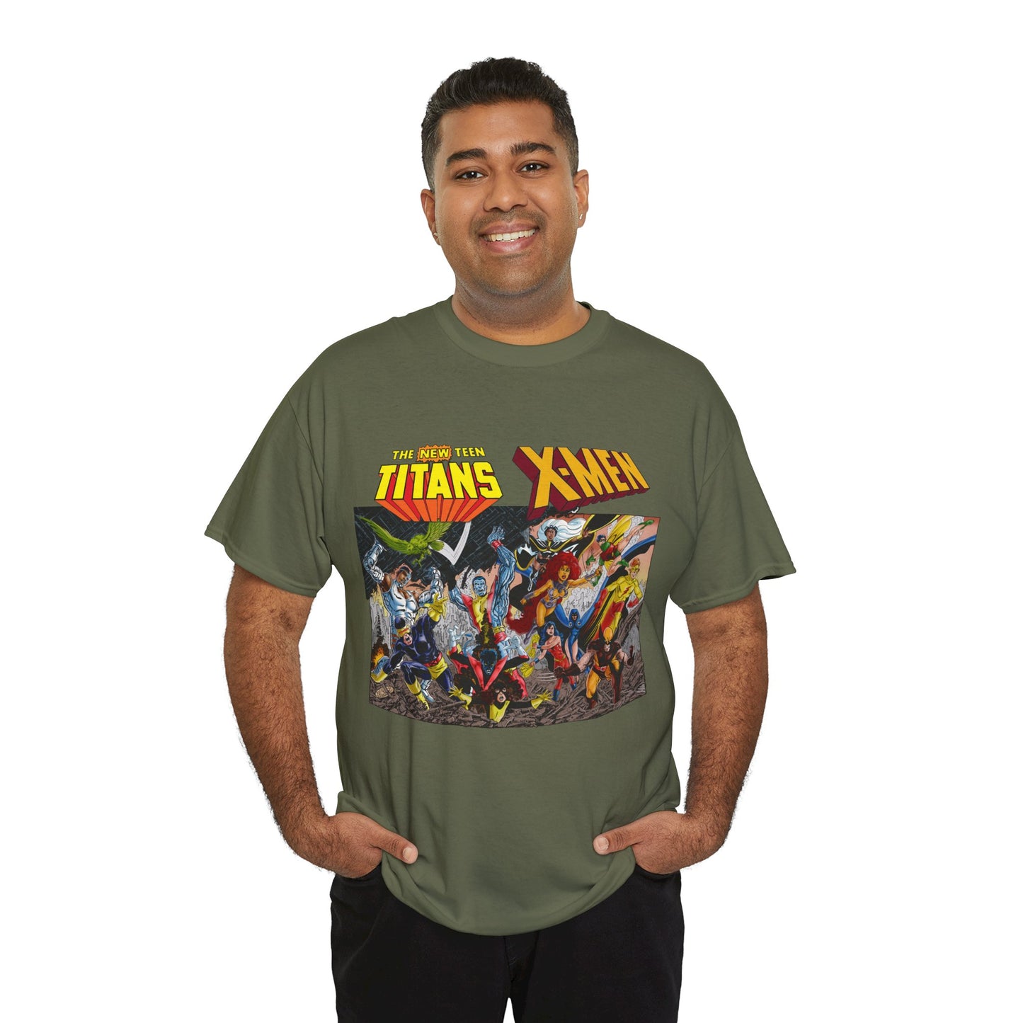 Uncanny X-Men Vs New Teen Titans T-Shirt - Amazing John Byrne Art - DC Comics, Marvel Comics Crossover - Wolverine, Starfire, Cyclops, Storm, Raven, Wonder Girl