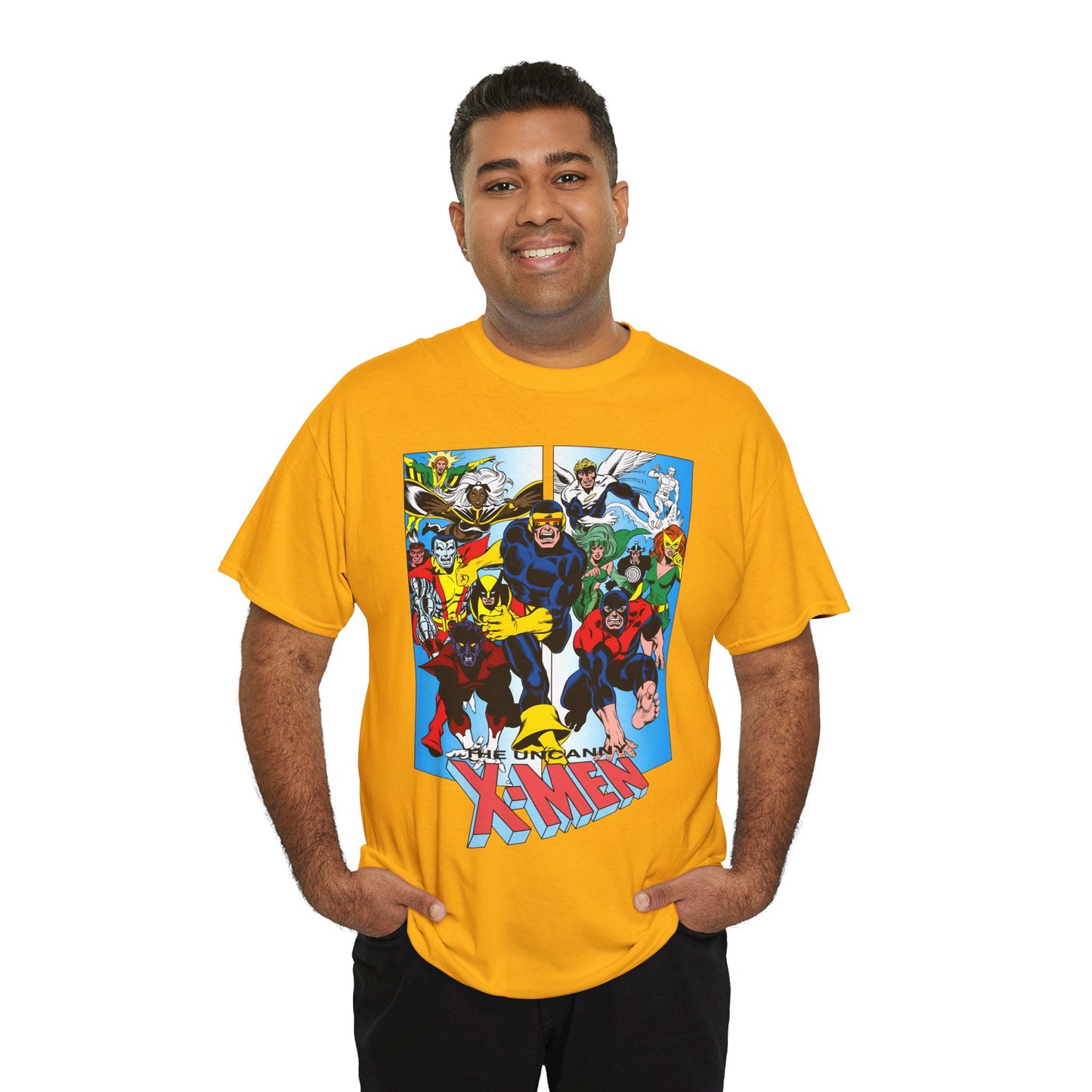 Uncanny X-Men T-Shirt - Classic Dave Cockrum Art - Popular Marvel Comics Series - Wolverine, Storm, Cyclops, Nightcrawler, Jean Grey, Iceman, Banshee, Beast