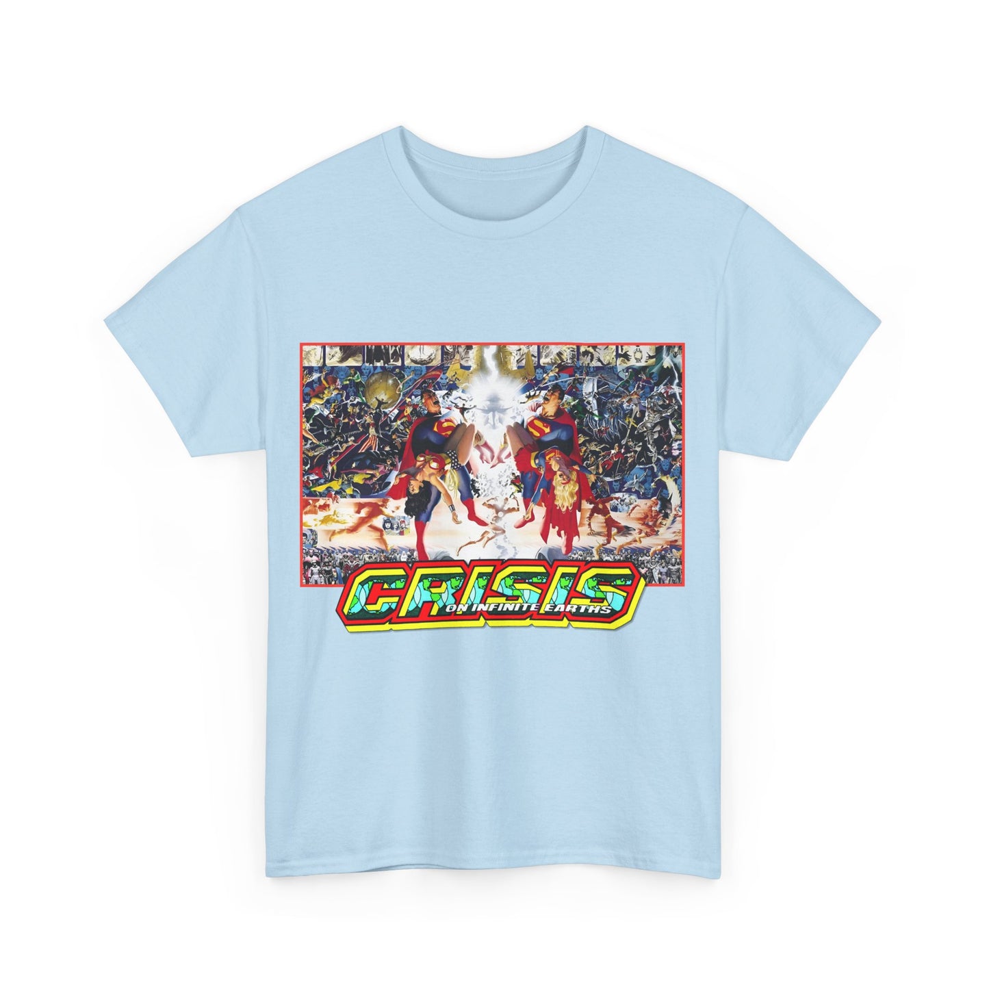 Crisis on Infinite Earths T-Shirt - Alex Ross & George Perez Art - Superman, Wonder Woman, Supergirl, Flash, Monitor, Anti-Monitor - DC Comics