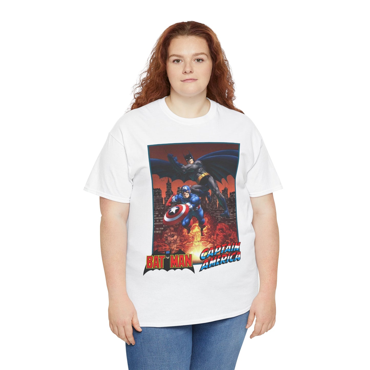 Batman & Captain America T-Shirt - John Byrne Art - Joker & Red Skull - Marvel & DC Comics Crossover Art