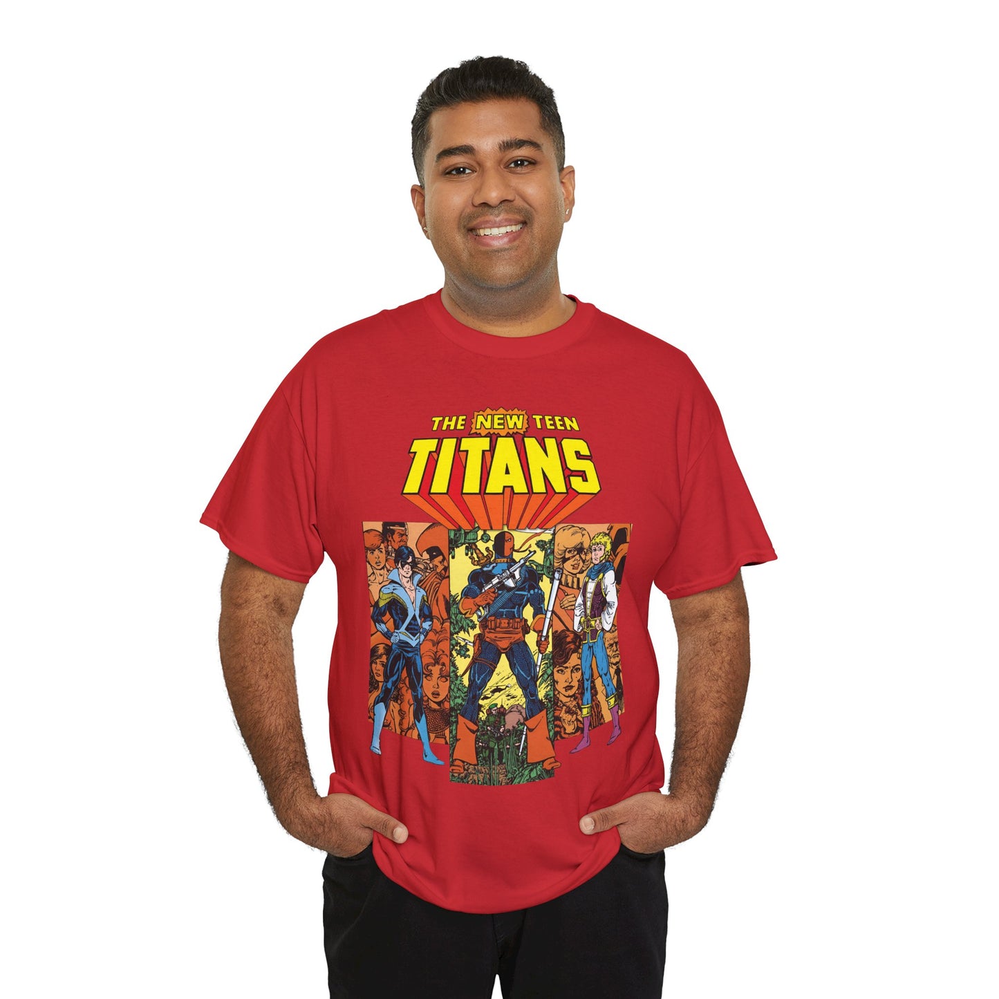 New Teen Titans T-Shirt - George Perez Art - Judas Contract - Nightwing, Jericho, Deathstroke, Changeling. Starfire - DC Comics