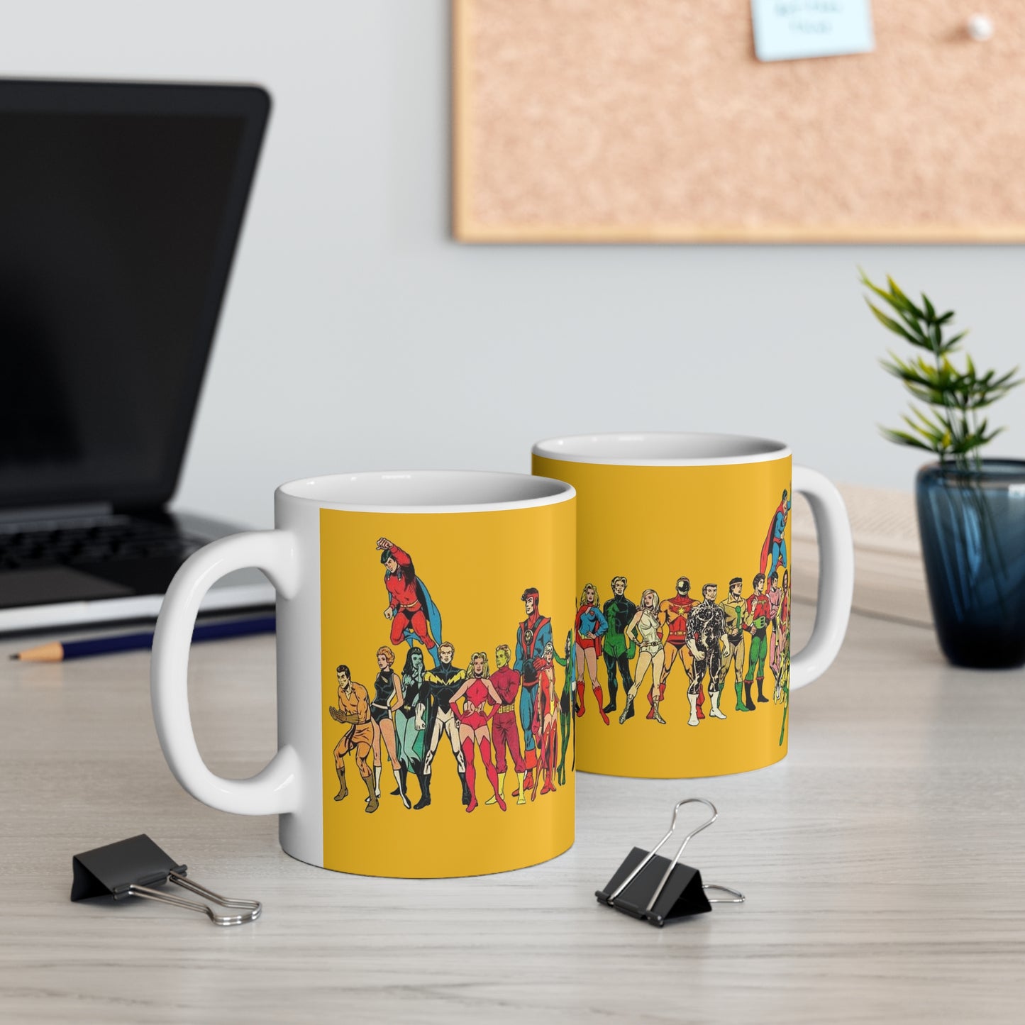 Legion of Super-Heroes Coffee Mug, 11oz - Classic DC Comics Art - Superboy, Cosmic Boy, Wildfire, Dream Girl, Element Lad, Sun Boy