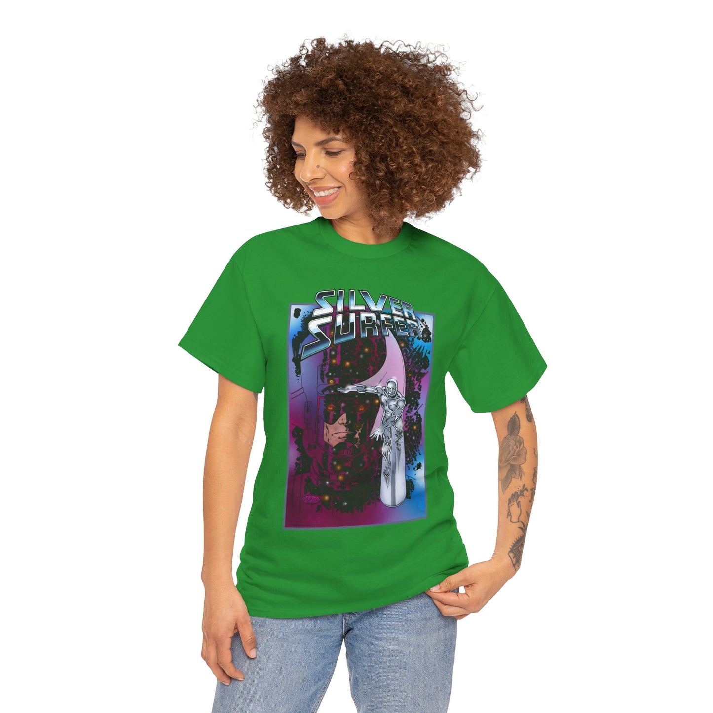Silver Surfer & Galactus T-Shirt - John Byrne Art - Fantastic Four Connection - Former Herald, Norrin Radd - Marvel Comics