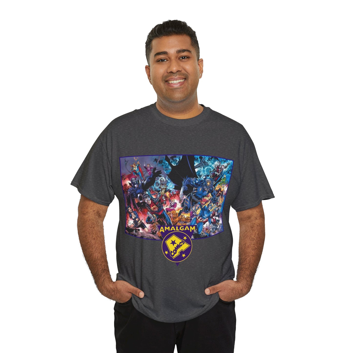 Amalgam T-Shirt - DC Vs Marvel Comics - 1990s - Jim Lee Art - Dark Claw, Amazon, Super Soldier, Spiderboy, Speed Demon