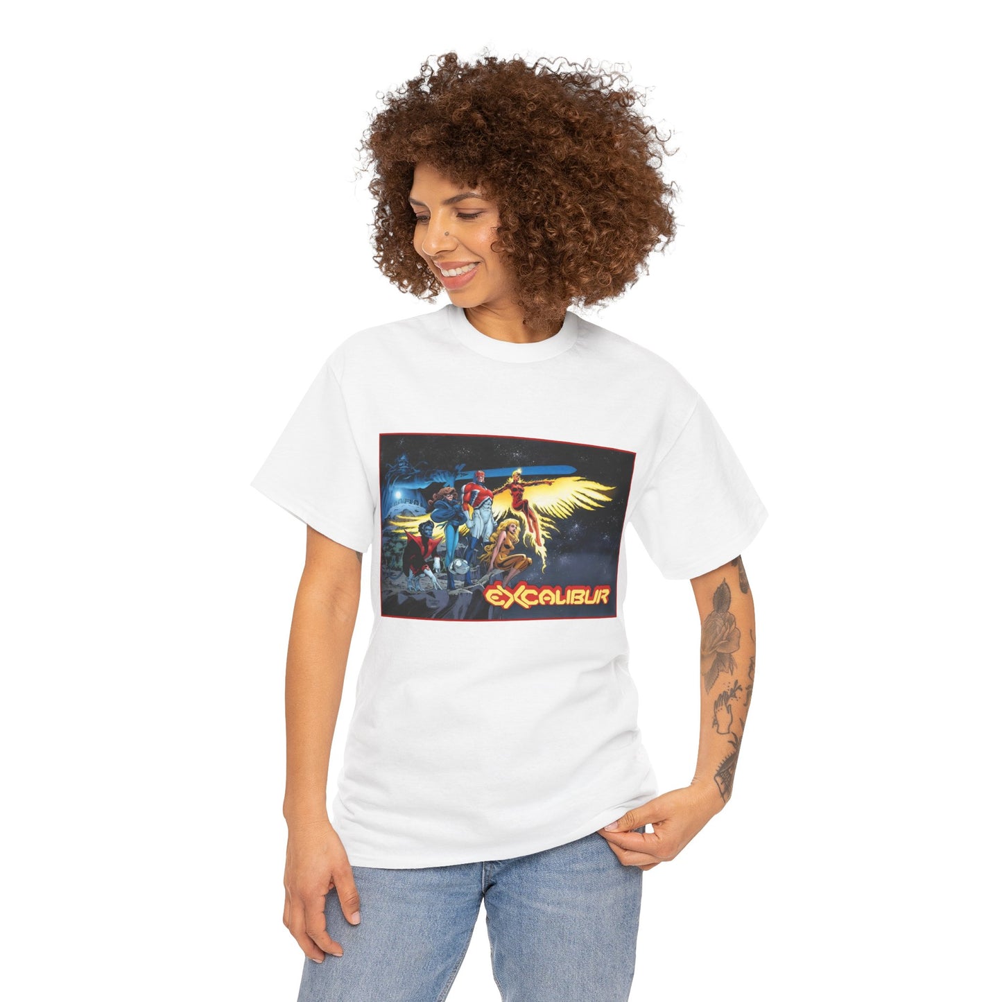 Excalibur T-Shirt - Alan David Art - Captain Britain, Nightcrawler, Shadowcat, Rachel Summers, Meggan - X-Men Series - UK Mutant Team - Marvel Comics