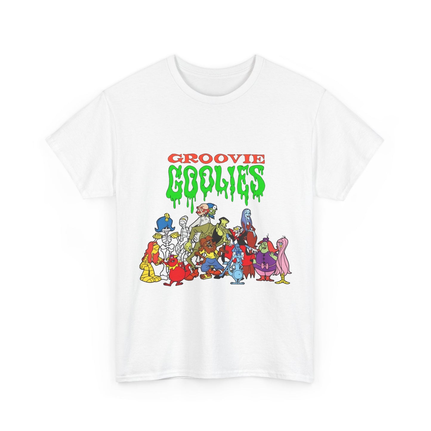 Groovie Goolies T-Shirt - The Monster Trio (Drac, Frankie, Wolfie) - Hagatha, Bella La Ghostly, Boneapart, Mummy - Horrible Hall on Horrible Drive - Filmation Cartoon