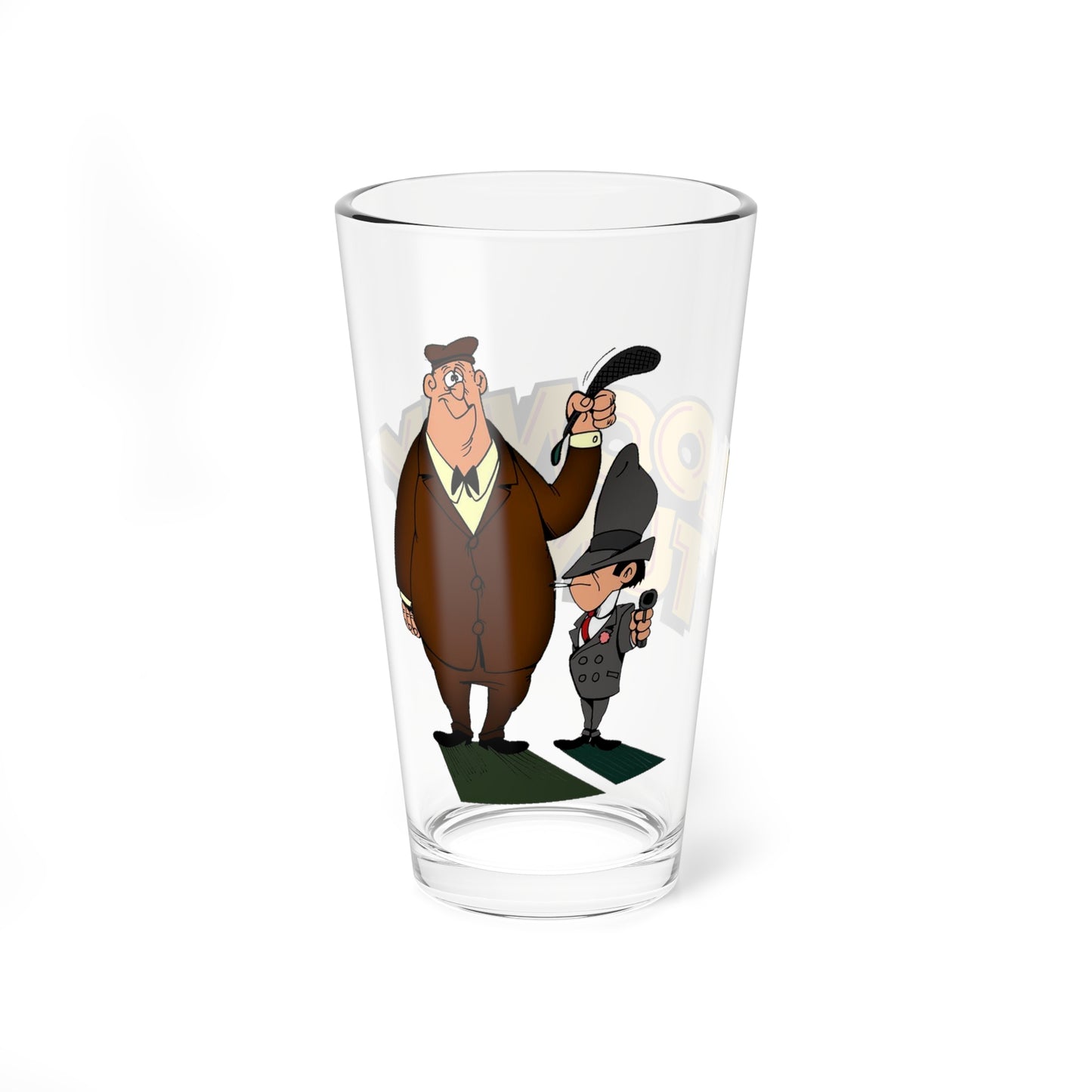 Rocky & Mugsy Pint Glass, 16oz - Looney Tunes - Classic Bugs Bunny Gangster Foes - Retro WB Cartoon Art