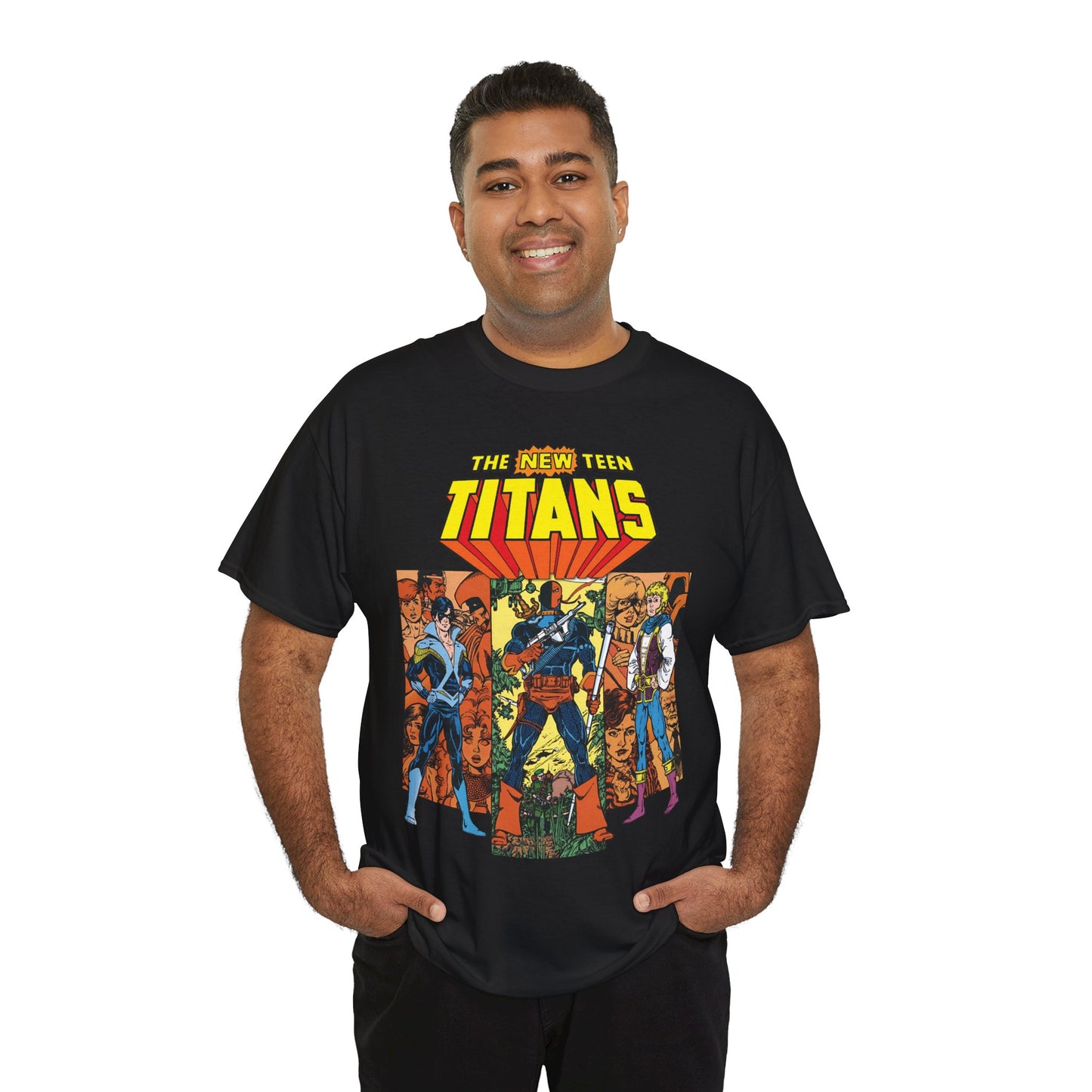 New Teen Titans T-Shirt - George Perez Art - Judas Contract - Nightwing, Jericho, Deathstroke, Changeling. Starfire - DC Comics