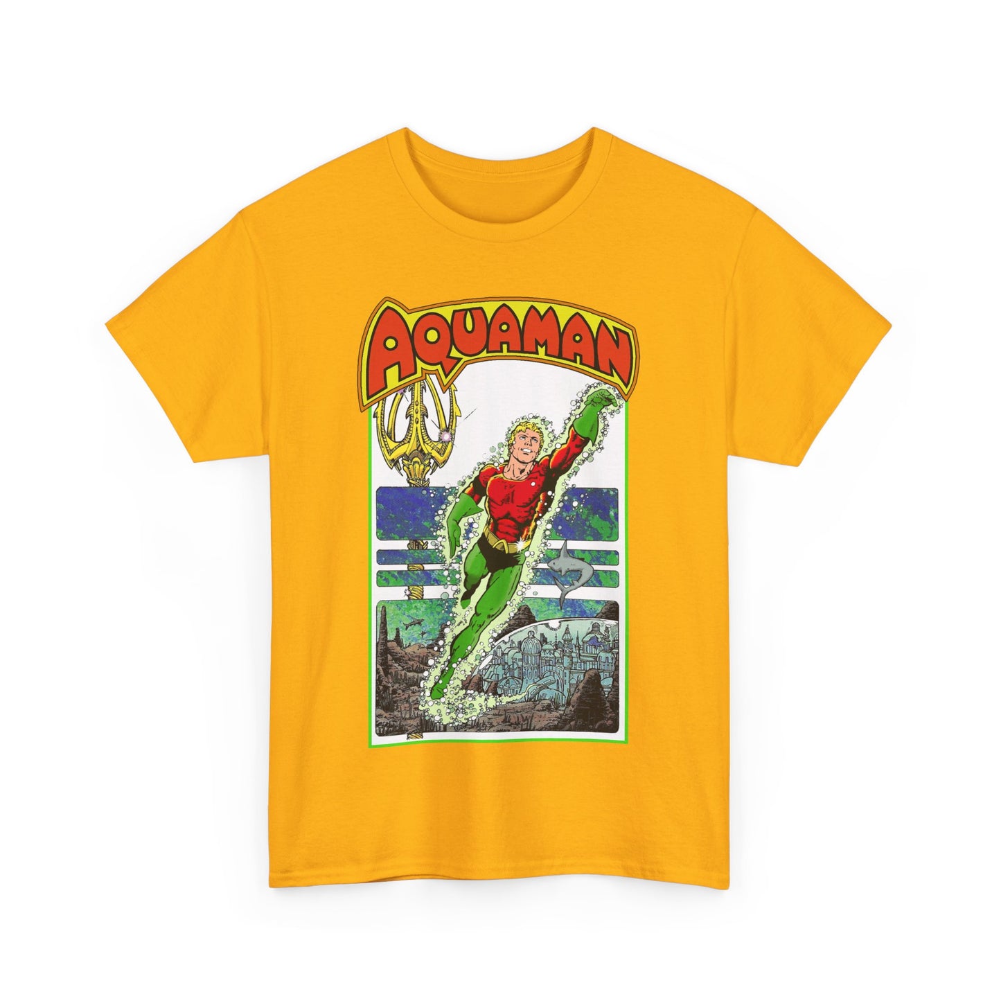 Aquaman T-Shirt - George Perez Art -Justice League 1980s Postcard Series - Arthur Curry - King of Atlantis - JLA - DC Comics