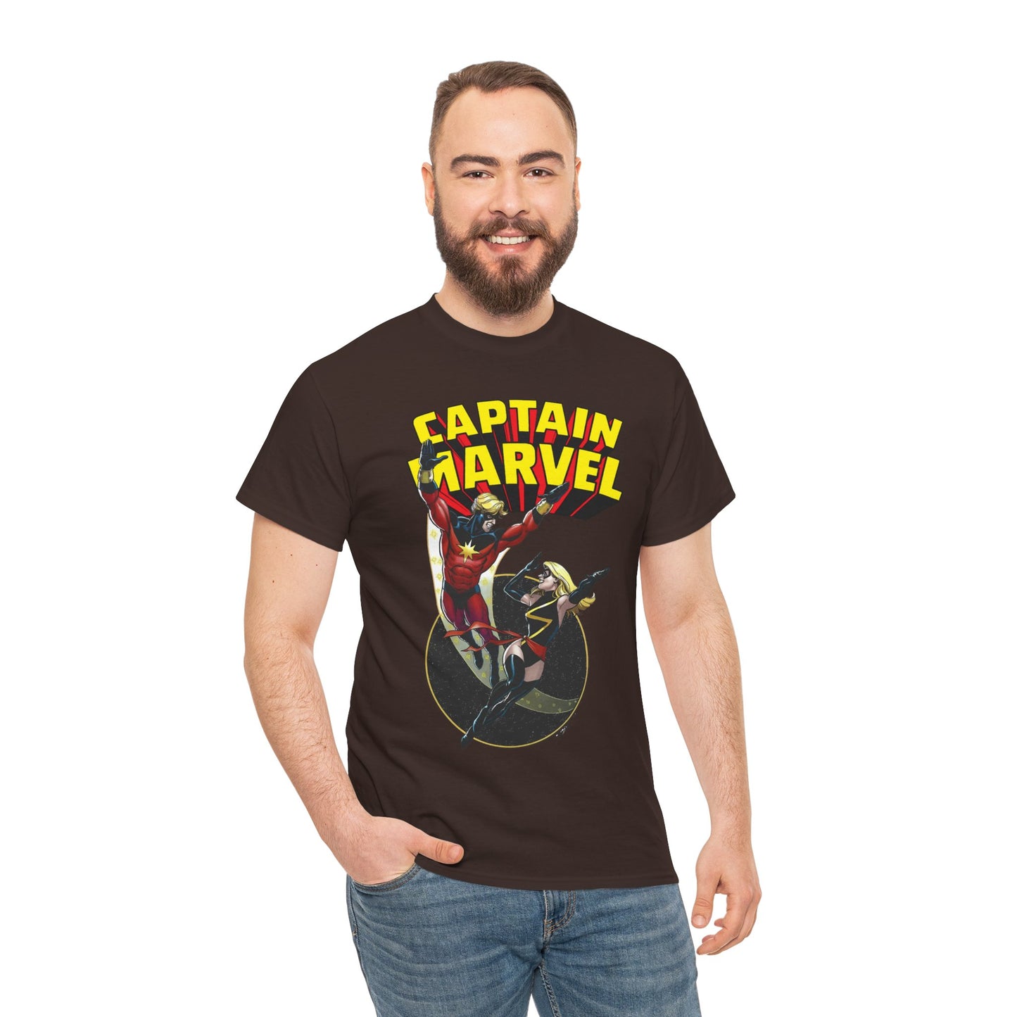 Captain Marvel T-Shirt - George Perez Art - Mar-Vell & Carol Danvers - Kree Empire - Marvel Comics