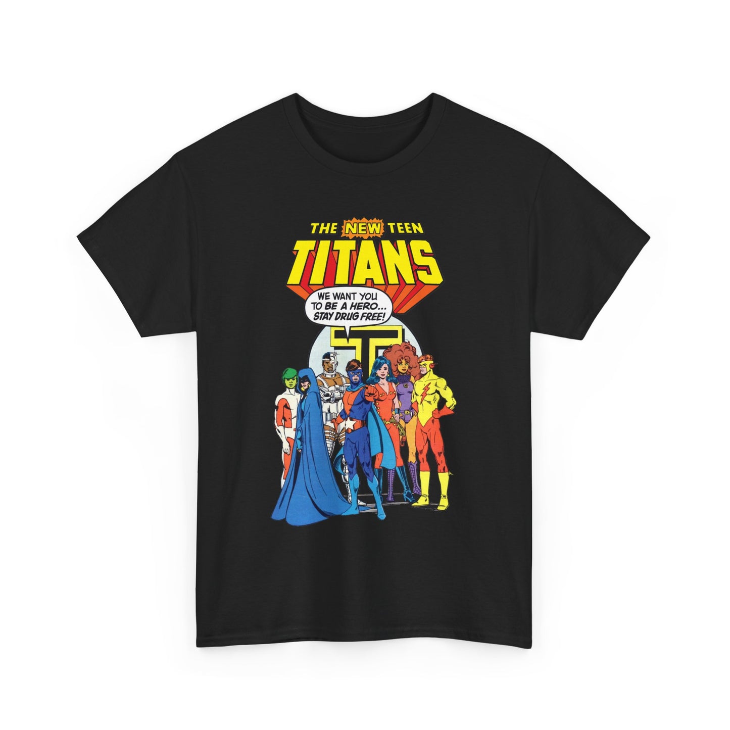 New Teen Titans T-Shirt - 1980s DC Comics Drug Awareness Specials - Protector, Starfire, Cyborg, Wonder Girl, Raven