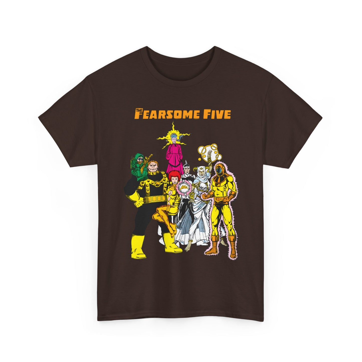Fearsome Five T-Shirt - George Perez Art - Dr Light, Shimmer, Mammoth, Gizmo, Psimon, Jinx, Neutron - Who's Who Art - DC Comics