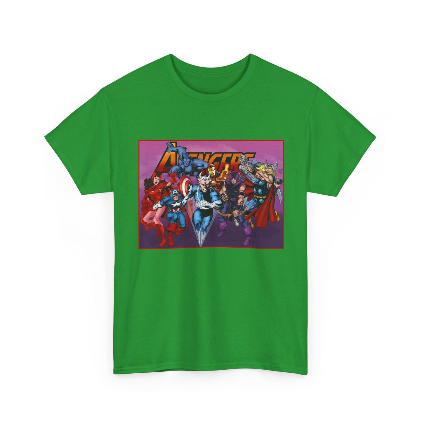 Avengers T-Shirt - John Byrne Art - Captain America, Quicksilver, Scarlet Witch, Beast, Iron Man, Thor, Hawkeye - Marvel Comics