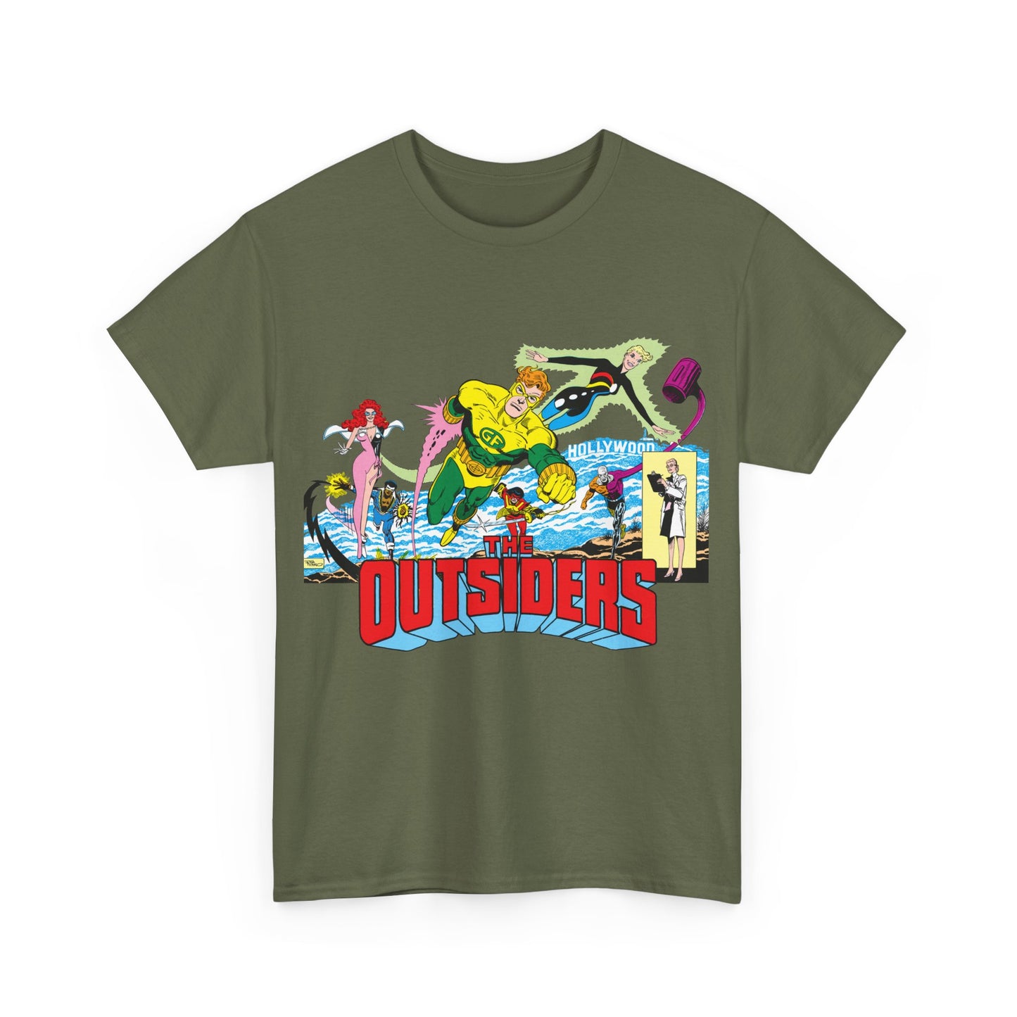 Outsiders T-Shirt - Amazing Jim Aparo Art - Black Lightning, Geo-Force, Katana, Metamorpho, Looker, Halo - DC Comics