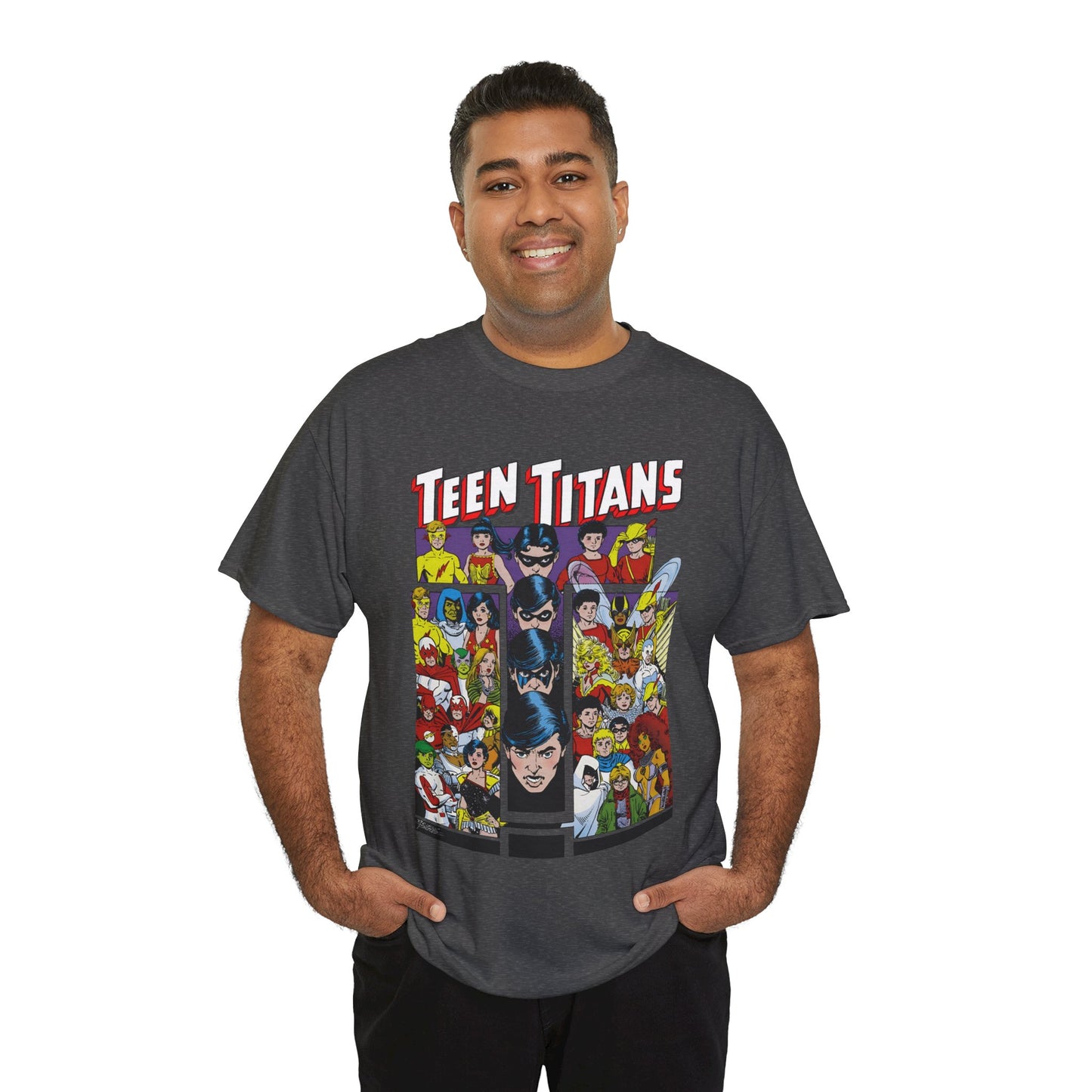 Teen Titans T-Shirt - George Perez Art - Wonder Girl, Bumblebee, Kid Flash, Starfire, Cyborg, Raven, Lilith, Flash, Hawn & Dove, Robin - DC Comics