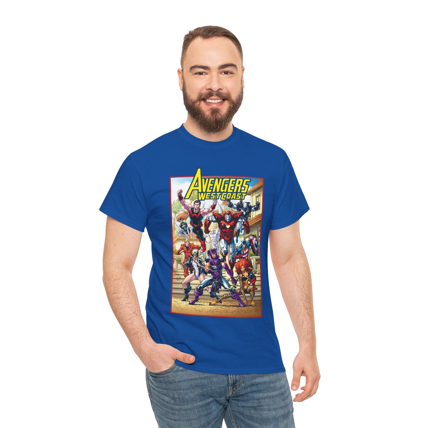 West Coast Avengers T-Shirt - Todd Nauck Art - Hawkeye, Iron Man, Wonder Man, Tigra, Vision - Marvel Comics