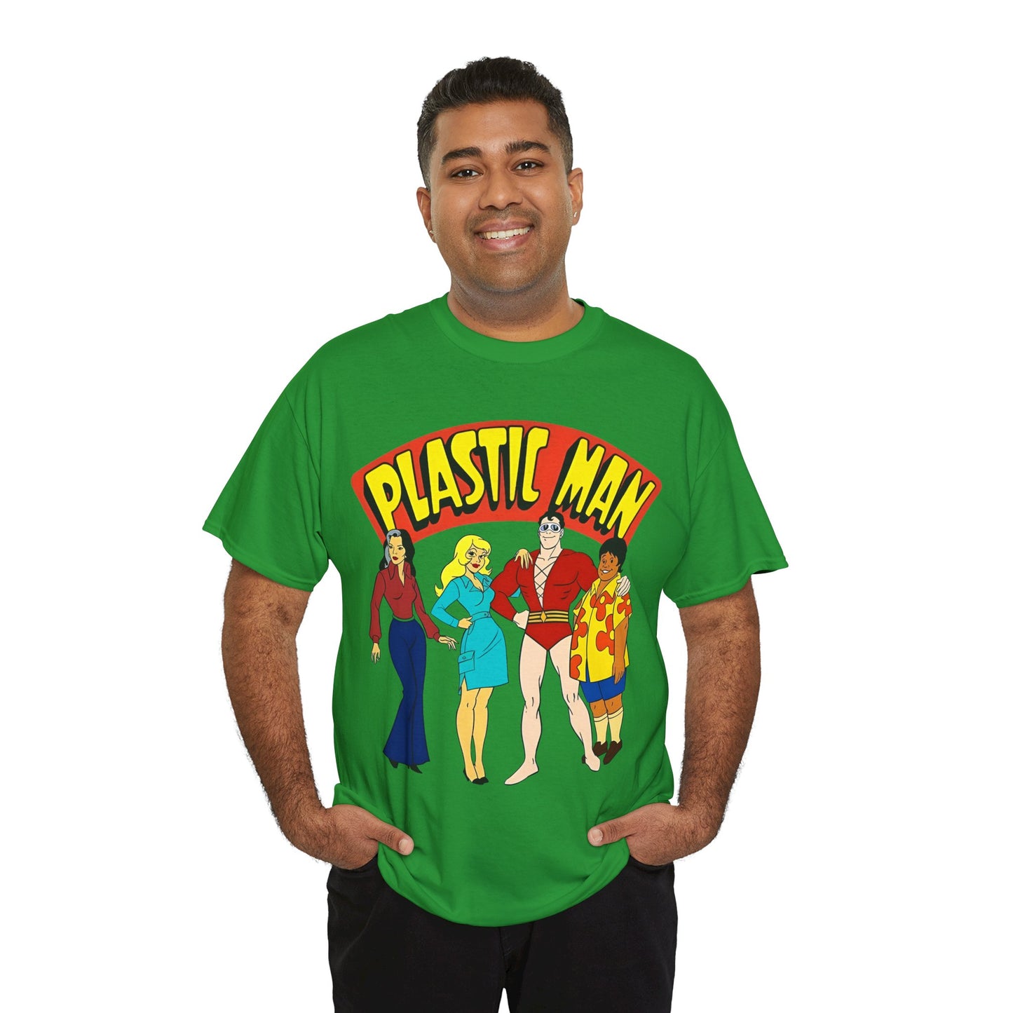 Plastic Man T-Shirt - Penny, Hula-Hula - Ruby-Spears Saturday Morning Cartoon 1980s - DC Comics Character