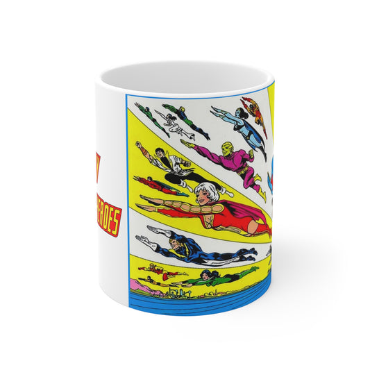 Superboy & Legion of Super-Heroes Coffee Mug - Mike Grell DC Art - Mug 11oz - Lightning Lad, Saturn Girl, Dawnstar, Cosmic Boy
