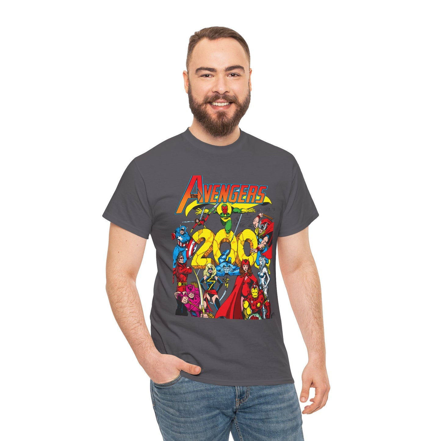 Avengers T-Shirt - George Perez Art - #200 Cover - Thor, Scarlet Witch, Iron Man, Vision, Hawkeye, Beast, Jocasta, Wasp, Captain America, Wonder Man