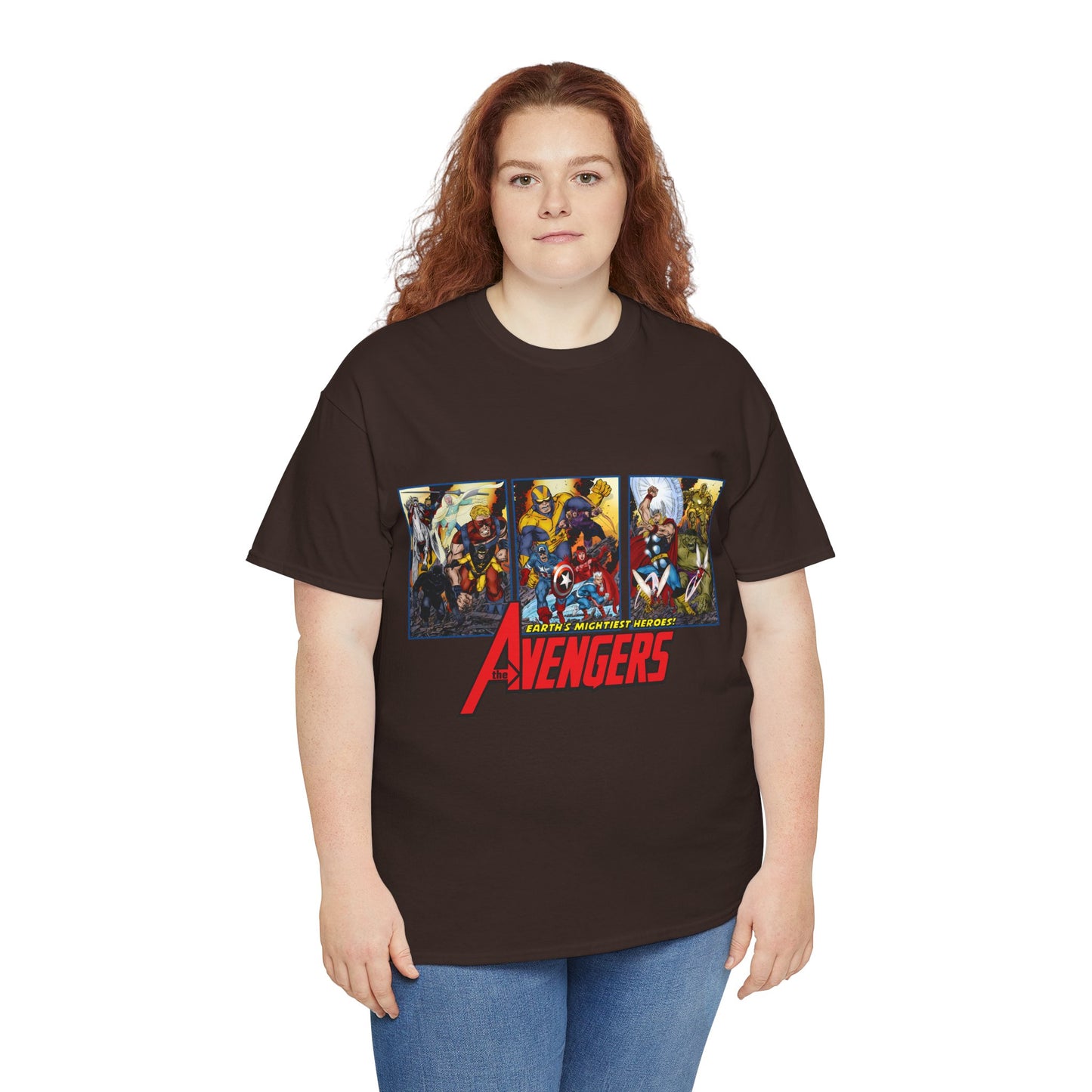 Avengers T-Shirt - John Byrne Art - Thor, Captain America, Iron Man, Hulk, Scarlet Witch, Wasp, Quicksilver, The Black Knight - Marvel Comics