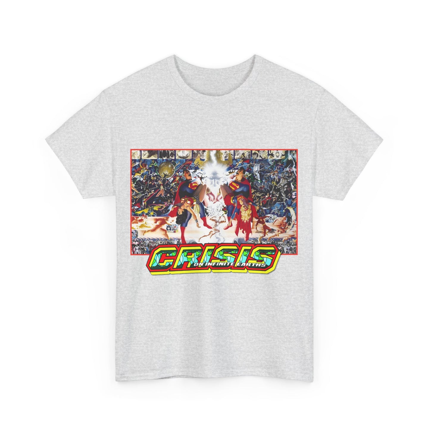 Crisis on Infinite Earths T-Shirt - Alex Ross & George Perez Art - Superman, Wonder Woman, Supergirl, Flash, Monitor, Anti-Monitor - DC Comics