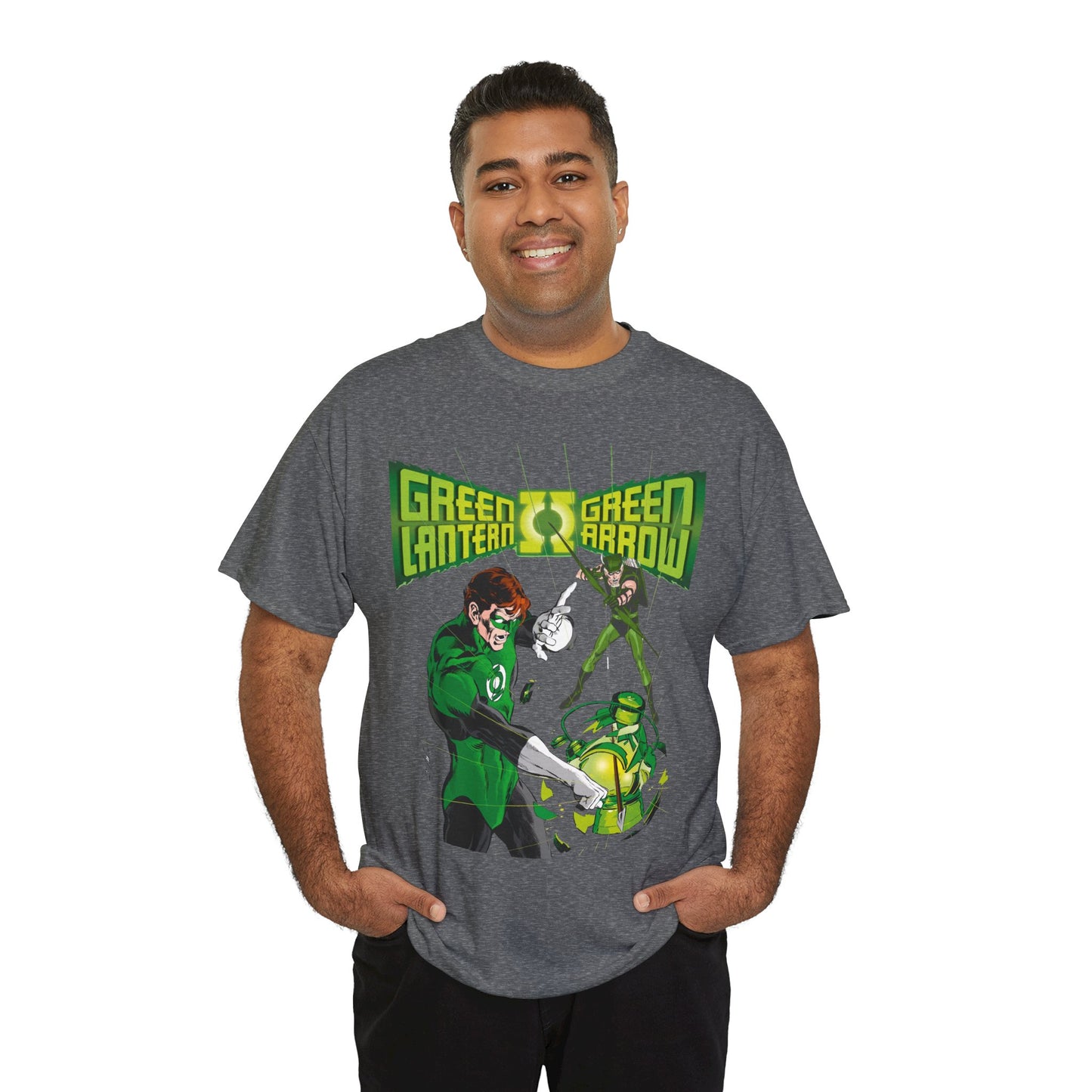 Green Lantern & Green Arrow T-Shirt - Neal Adams Art - Hal Jordan & Oliver Queen - Justice League Members - 1970s DC Comics