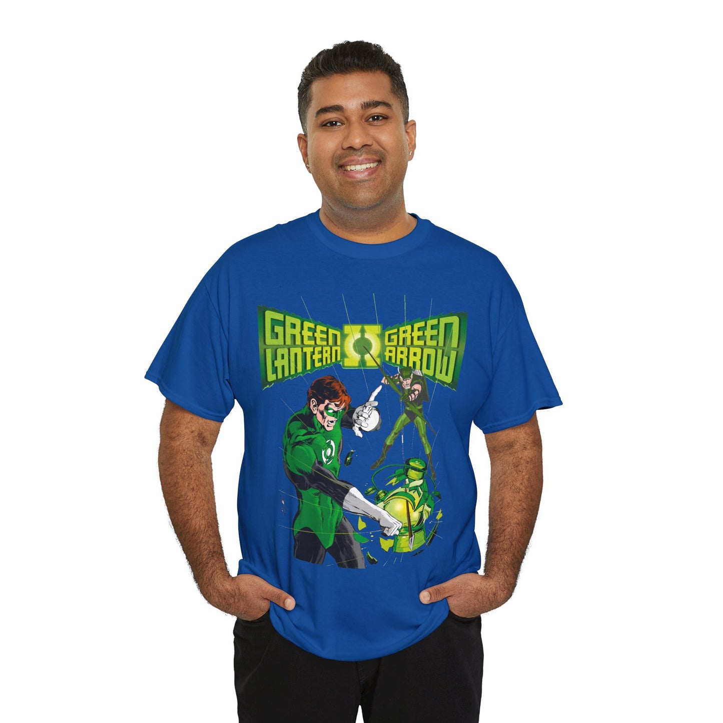 Green Lantern & Green Arrow T-Shirt - Neal Adams Art - Hal Jordan & Oliver Queen - Justice League Members - 1970s DC Comics