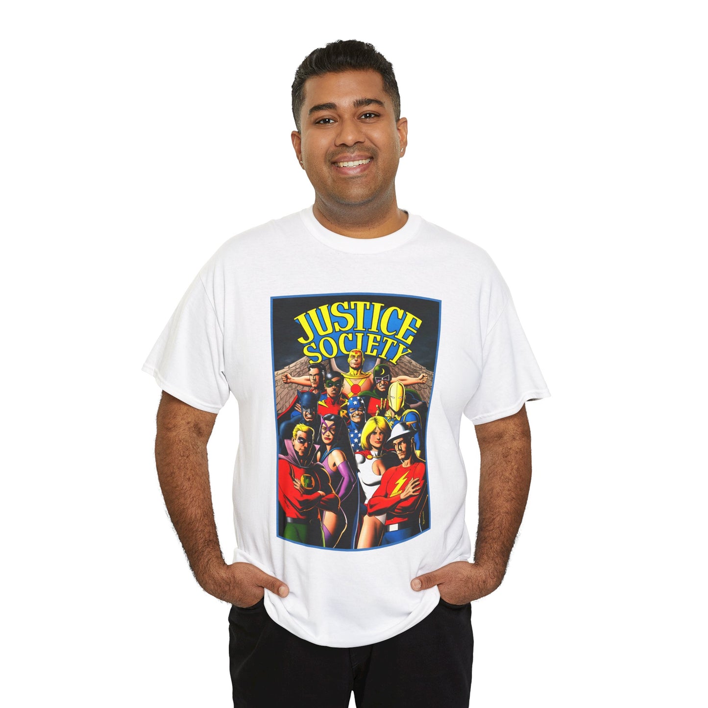 Justice Society T-Shirt - Brian Bolland Art - Dr. Fate, Huntress, Power Girl, Green Lantern, Hawkman, Wildcat - DC Comics - JSA