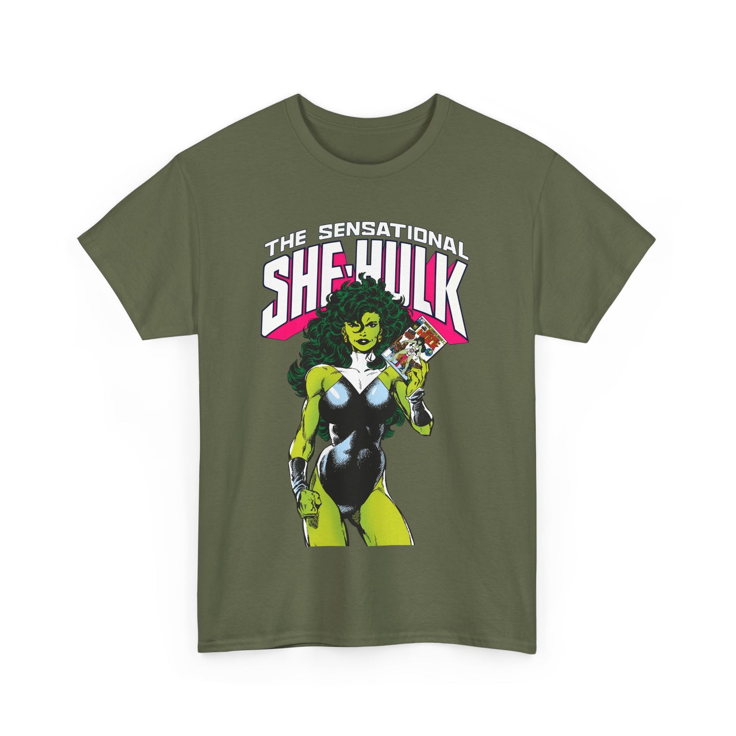 Sensational She-Hulk T-Shirt - Classic John Byrne Art - Jennifer Walters, Hulk's Cousin - Marvel Comics - Popular 1980s Series - "Rip Up Your X-Men!"