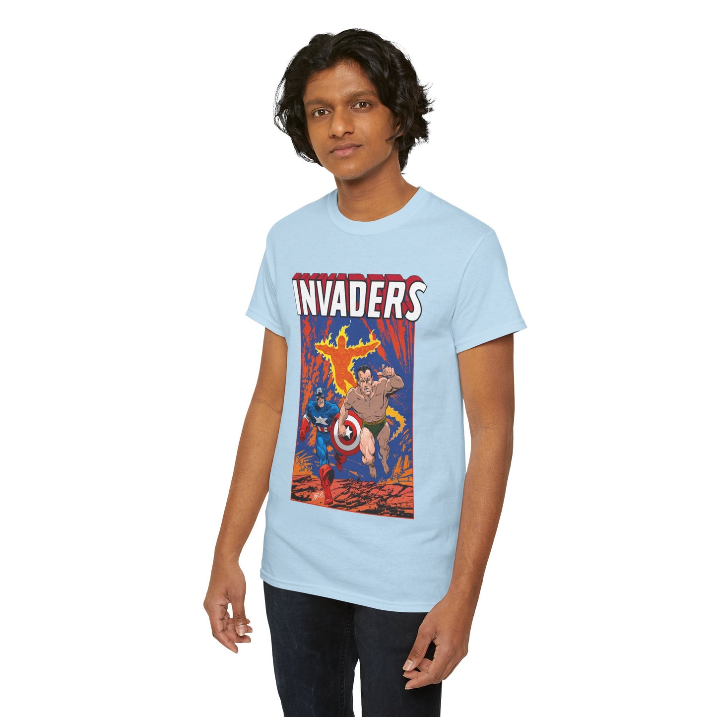 Invaders T-Shirt - John Byrne Art - Captain America, Namor, Human Torch - Marvel Comics Golden Age Characters
