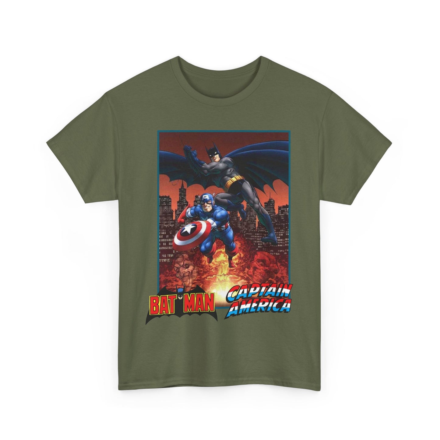 Batman & Captain America T-Shirt - John Byrne Art - Joker & Red Skull - Marvel & DC Comics Crossover Art