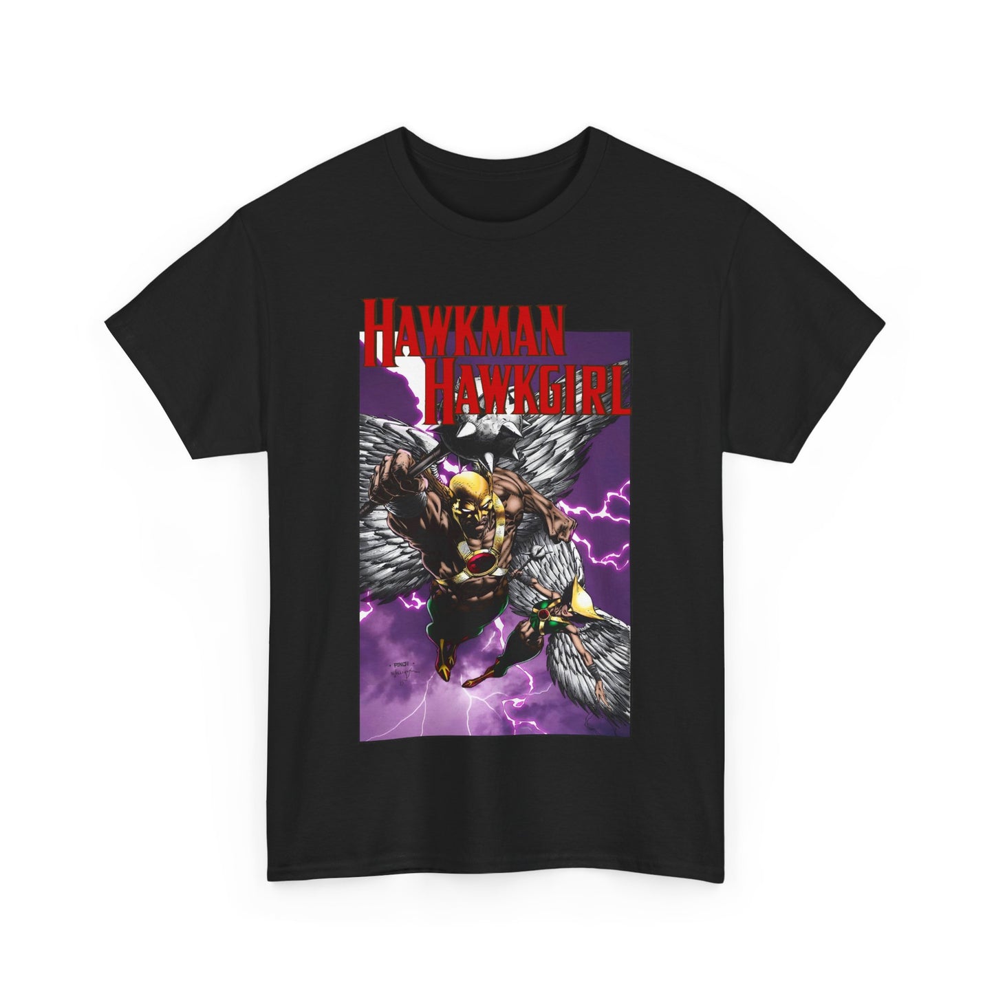 Hawkman & Hawkgirl T-Shirt - David Finch Art - Carter & Shayera Hall - JLA & JSA Members - DC Comics